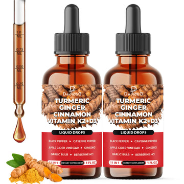 11in1 Turmeric Supplement for Health Heart & Wellness Support – with Ginger, Garlic, Ceylon Cinnamon, Berberine, Ginseng, Apple Cider Vinegar – 30ml Liquid Drops – 60 Servings DEDICAD buy supplements canada