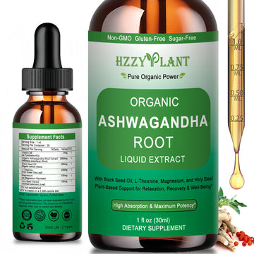 Organic Ashwagandha Drops,High Absorption Ashwagandha Extract Tincture for Stress Relief,Relaxation,Cortisol Support,Ashwagandha for Women & Men with Magnesium,L Theanine,Black Seed Oil,Vegan,Non-GMO HZZYPLANT buy supplements canada