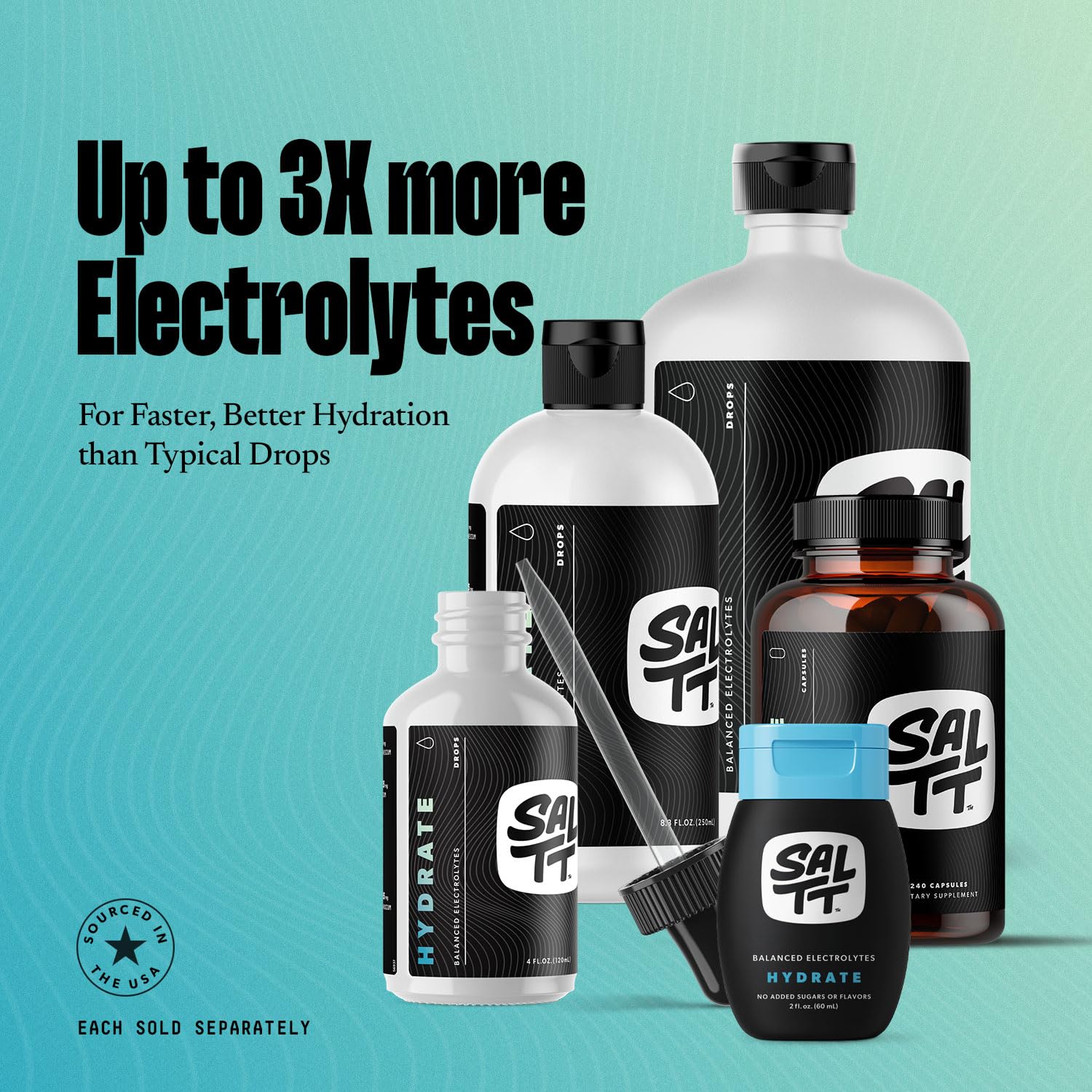 SALTT - Hydrate (8.3 oz) - Electrolytes Drops - Energy Boost - Sodium, Potassium, Magnesium, Zinc, Copper - Unflavored - Ultra Low Carb - Zero Sugar, Vegan, Gluten Free, Non GMO - By Keto Chow Keto Chow buy supplements canada