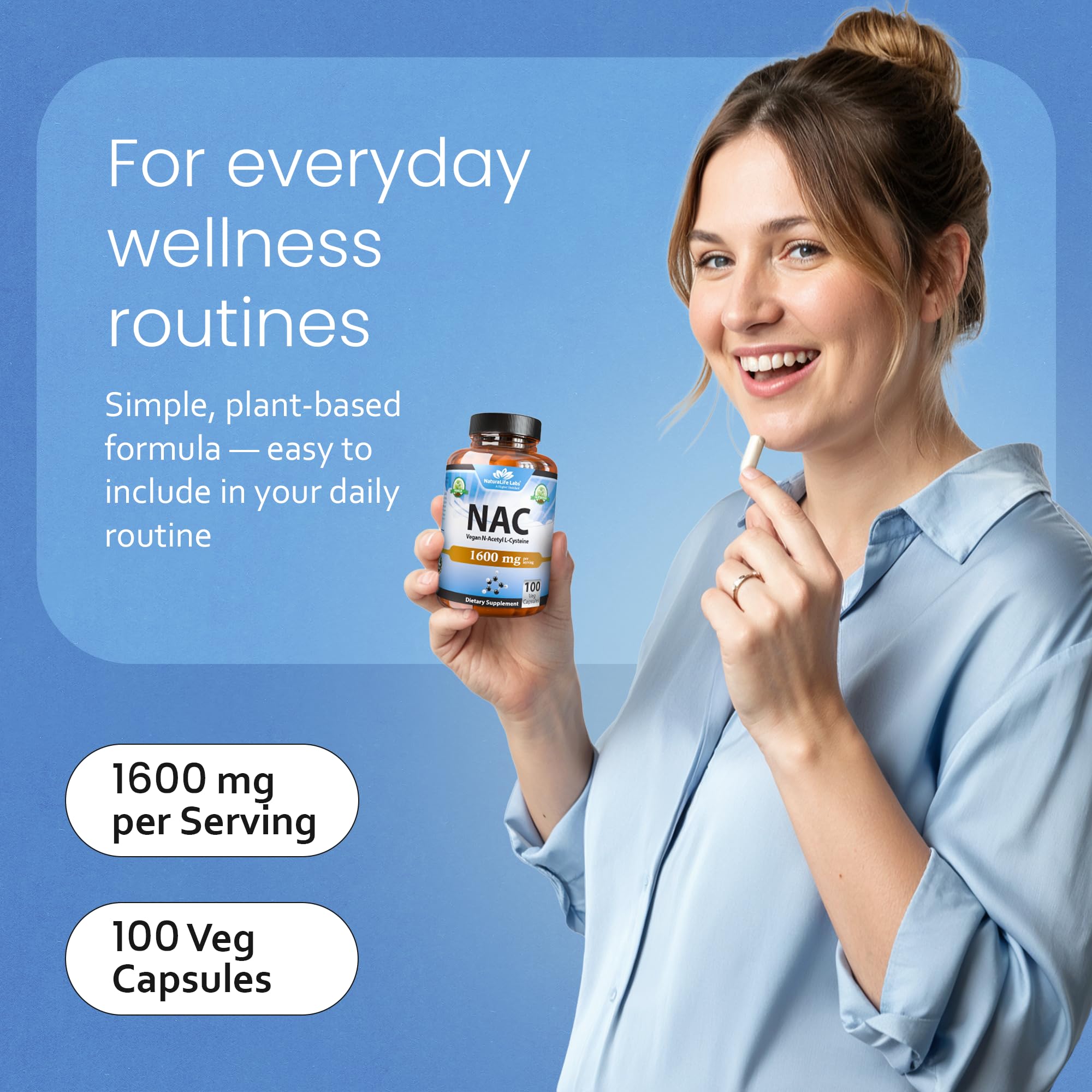 NaturaLife Labs N-Acetyl-L-Cysteine (NAC) 1600 mg – 100 Capsules - Vegan, Non-GMO & Gluten-Free NaturaLife Labs buy supplements canada