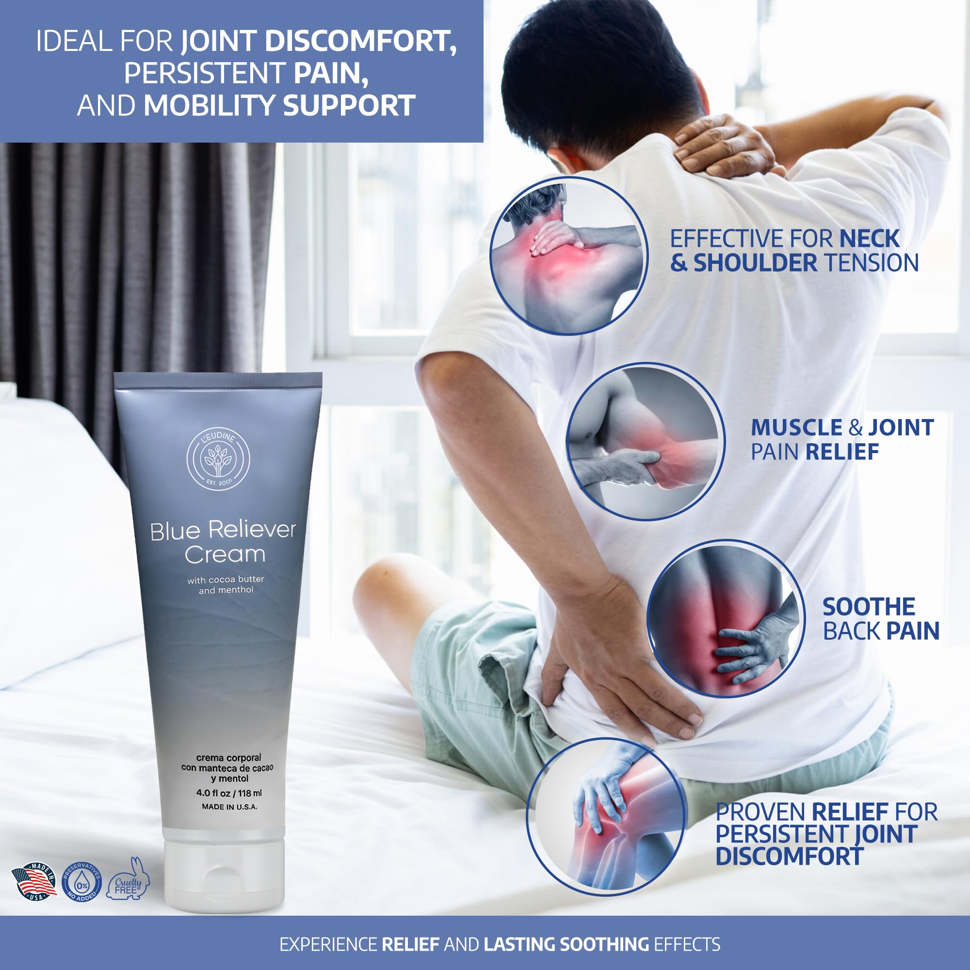 L'EUDINE Blue Reliever Cream – Joint and Muscle Therapy, Body Cream with Cocoa Butter and Menthol L'eudine buy supplements canada