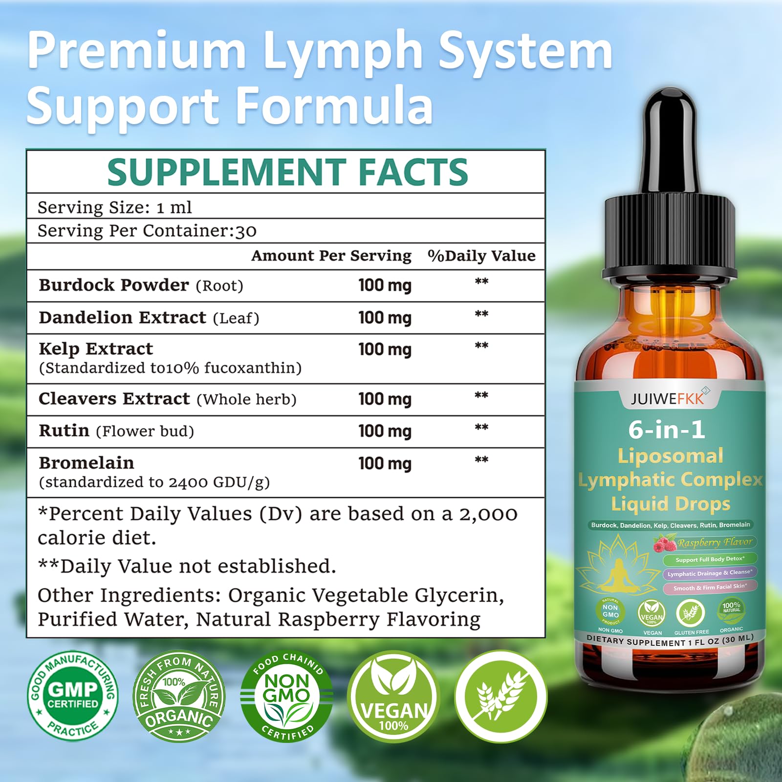 Lymphatic Drainage Drops, 6-IN-1 Lymphatic Complex w. Burdock Dandelion Kelp Cleavers, New Maximum Potency Lymph System Support for Bloat Balance Cortisol Immune Full Body Detox & Skin Vitality JUIWEFKK buy supplements canada