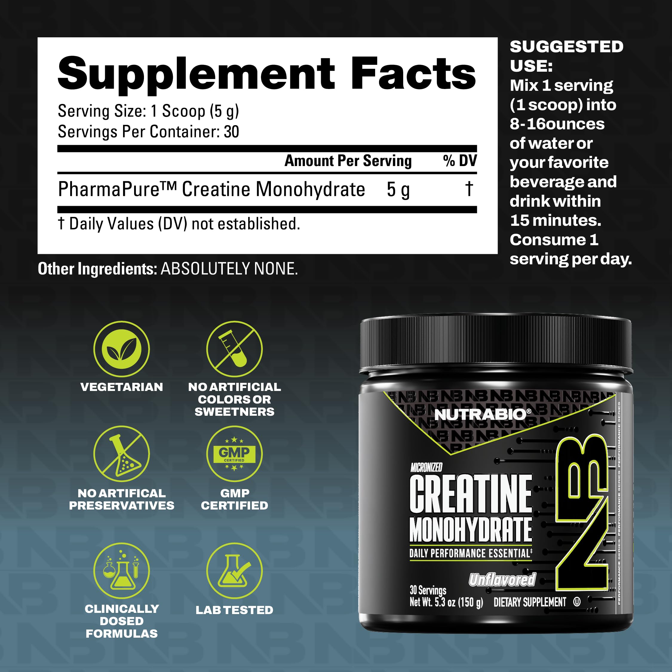 NutraBio Pure Micronized Creatine Monohydrate Powder Supplement, Unflavored, (150 g) - Supports Bulk Muscle Energy, Recovery, and Strength - HPLC Tested Creatine Powder Supplement for Men and Women NutraBio buy supplements canada