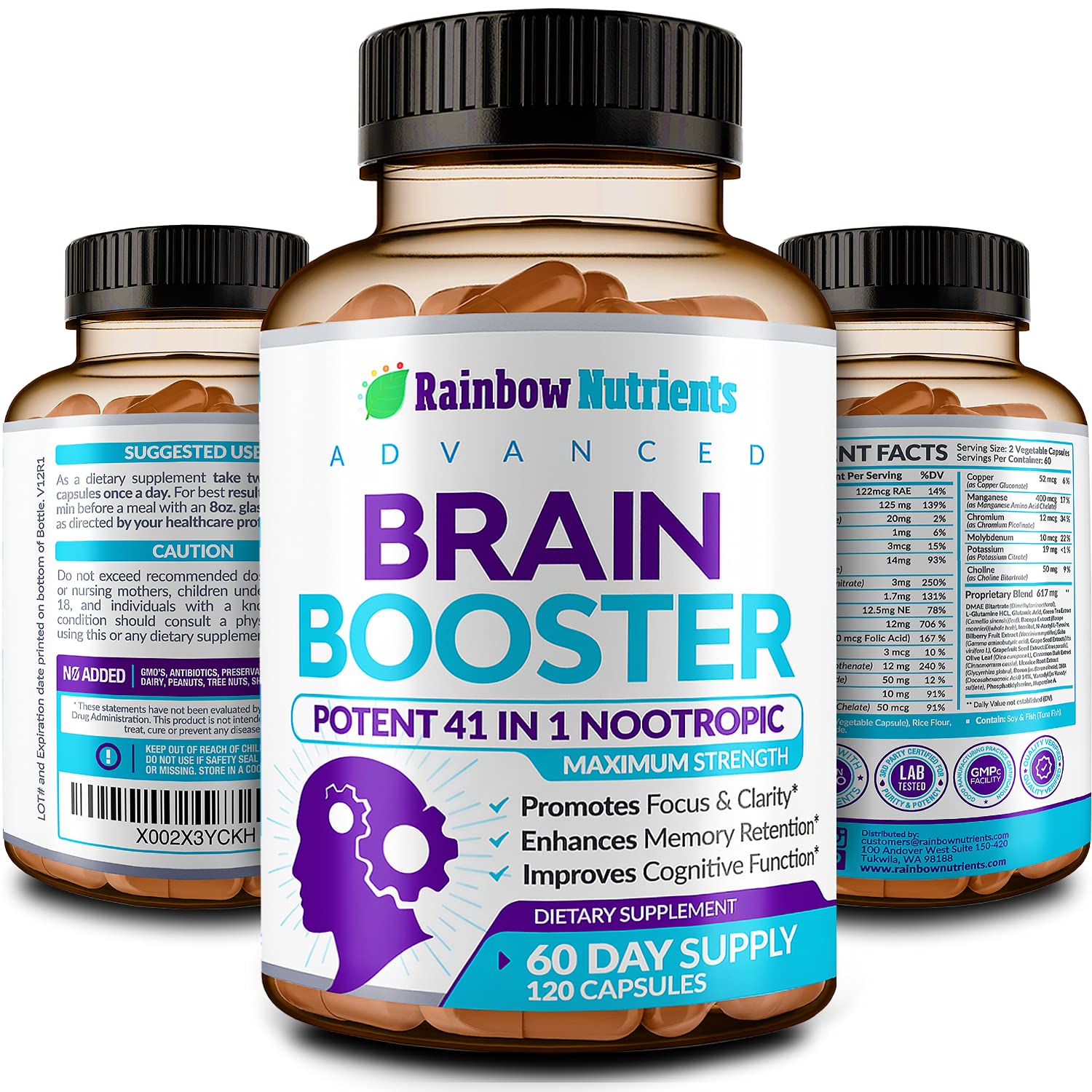 40-in-1 Brain Booster Supplements for Memory, Focus, Clarity, Energy, Performance Rainbow Nutrients, LLC buy supplements canada
