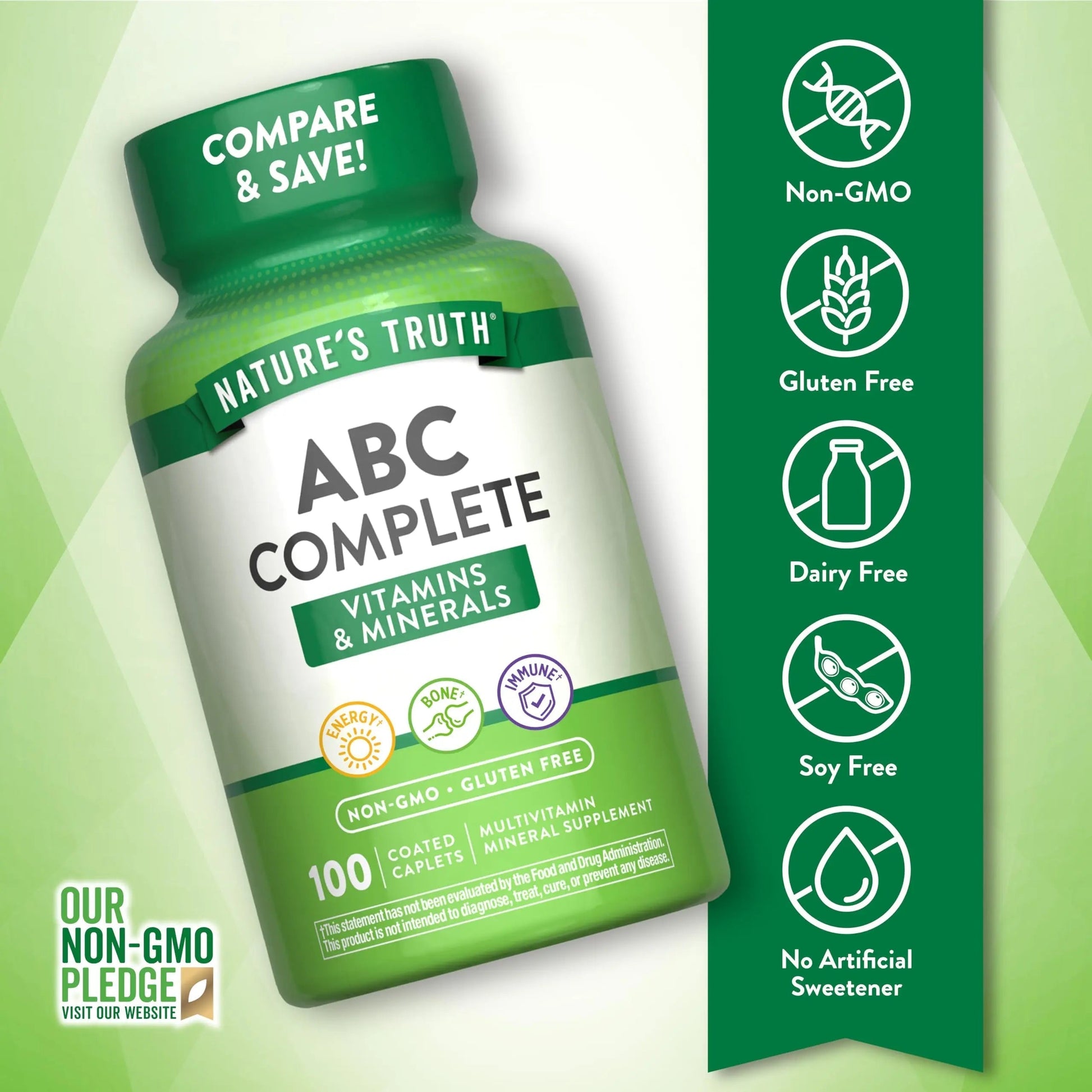 Nature's Truth Adult ABC Complete Multivitamin for Men and Women | 100 Caplets | Non-GMO & Gluten Free Nature's Truth buy supplements canada