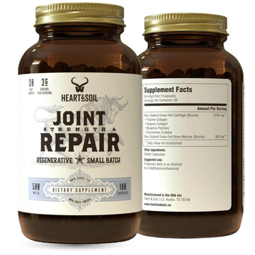 Heart & Soil 100% Grass Fed & Finished Joint Support Supplement from Regenerative Cattle with Trachea, Scapula & Bone Marrow – Supports Joint Strength & Mobility – 3000mg – Glass Bottle – 180 Capsules HEART & SOIL buy supplements canada