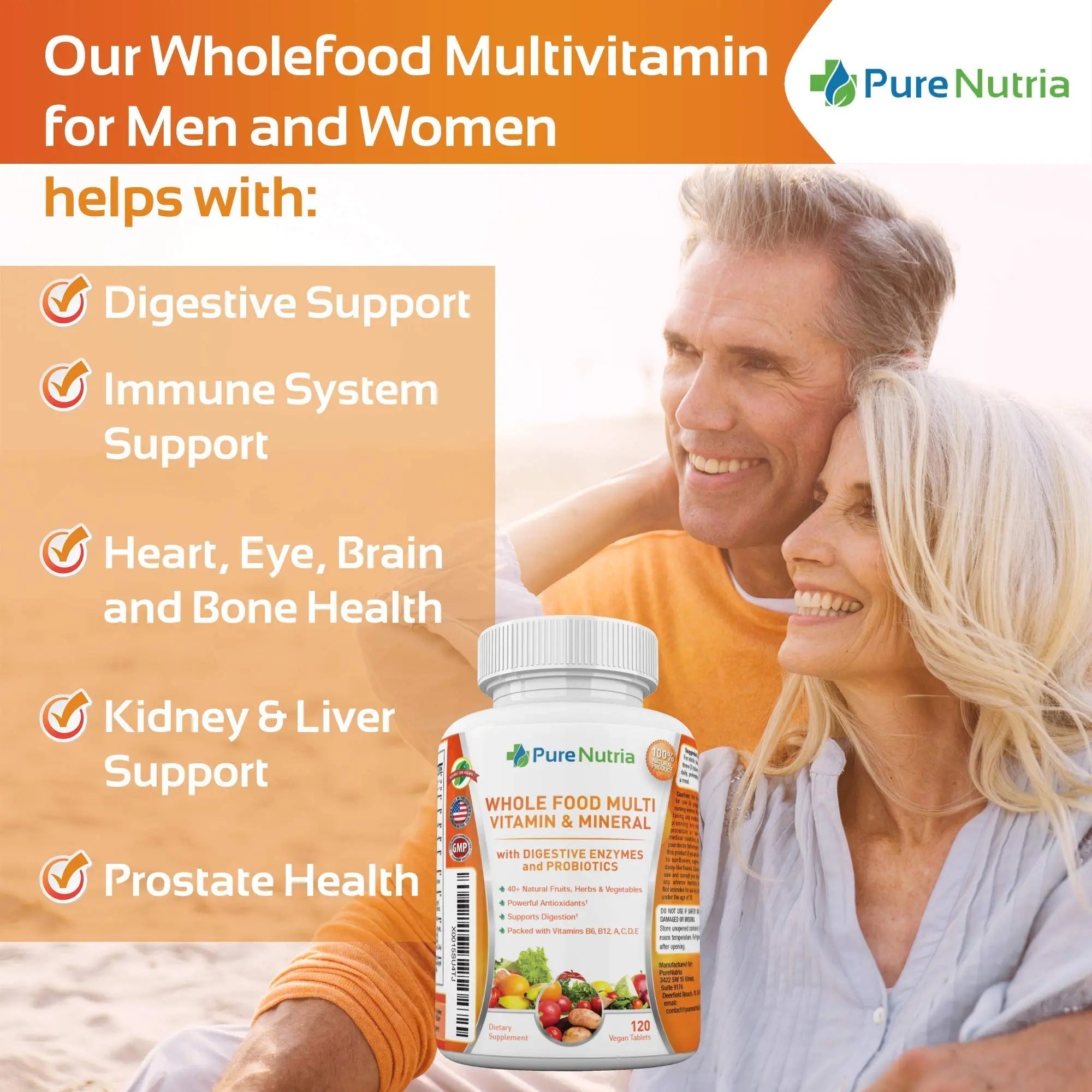 Whole Food MultiVitamin and Minerals with Probiotic Enzymes - 120 Multivitamins for Women and Men - Packed with WholeFood and Herbal Ingredients PureNutria buy supplements canada