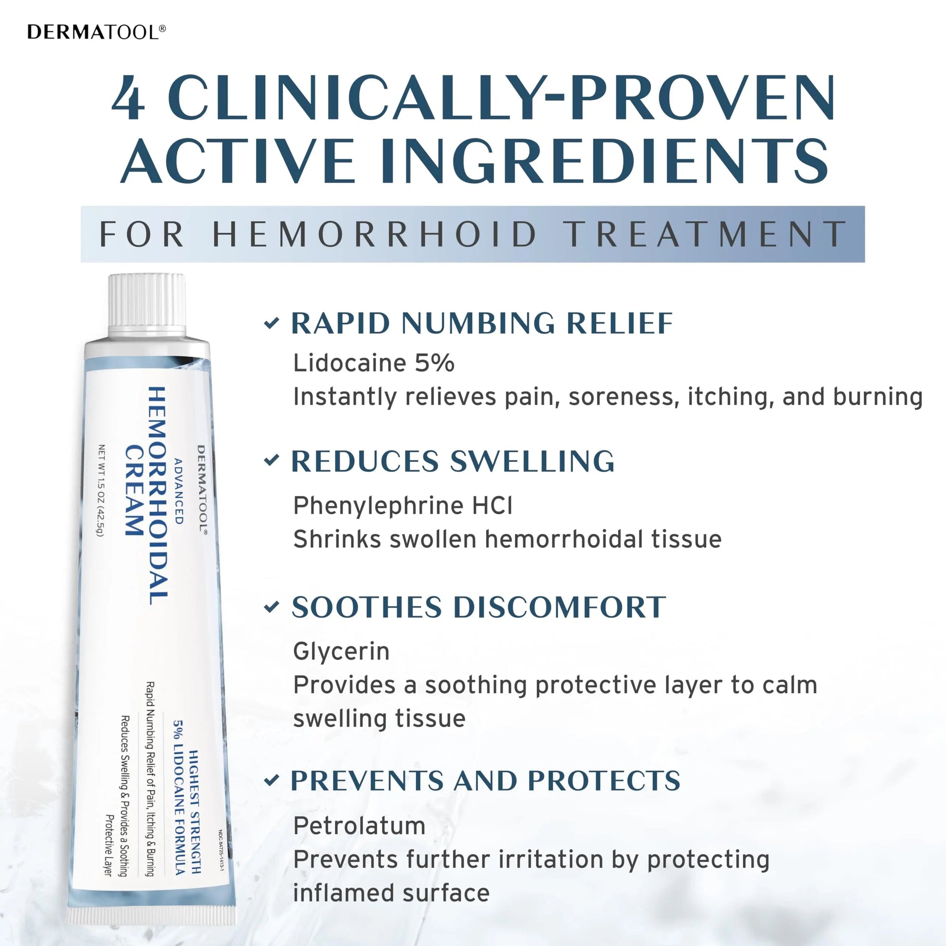 Hemorrhoid Treatment - Advanced Hemorrhoid Cream 5% Lidocaine & Phenylephrine - Hemorrhoid Shrinking Treatment - Rapid Relief of Pain, Swelling, Bleeding, Itching and Burning - Fissure & Hemorrhoids DERMATOOL buy supplements canada
