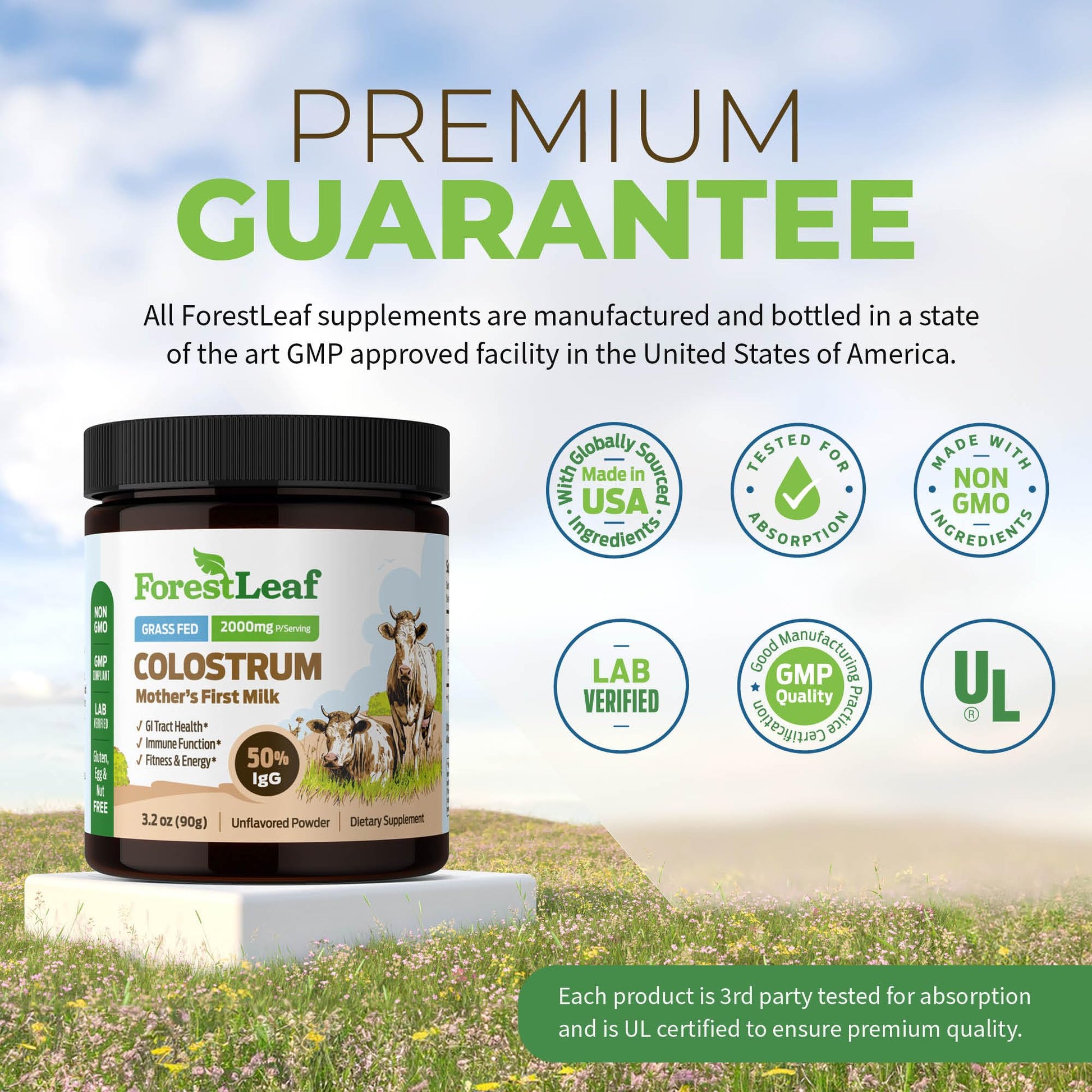ForestLeaf Colostrum Powder 50% IgG Highest Concentration - Grass Fed Bovine ForestLeaf buy supplements canada