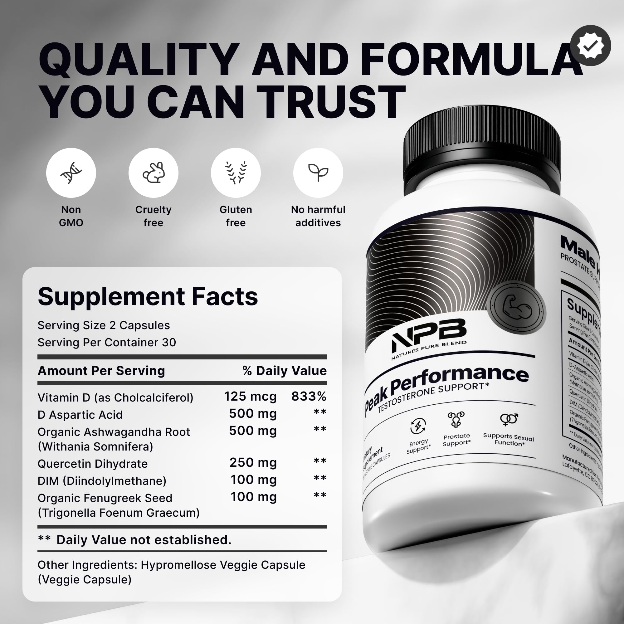 Nature's Pure Blend Peak Performance – Testosterone Supplement for Men with D-Aspartic Acid, Ashwagandha & DIM – Mens Prostate Health Support, Muscle Strength & Energy – Prostate Supplement Nature's Pure Blend buy supplements canada