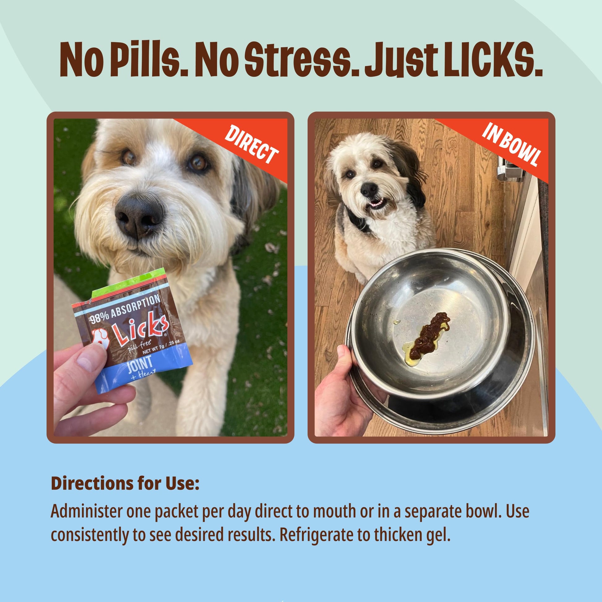 Licks Pill-Free Dog Joint and Heart - Glucosamine & Omega 3 Fish Oil Supplement for Dogs - Inflammation Supplements for Joint Support - Gel Packets - 30 Use Licks Pill Free buy supplements canada