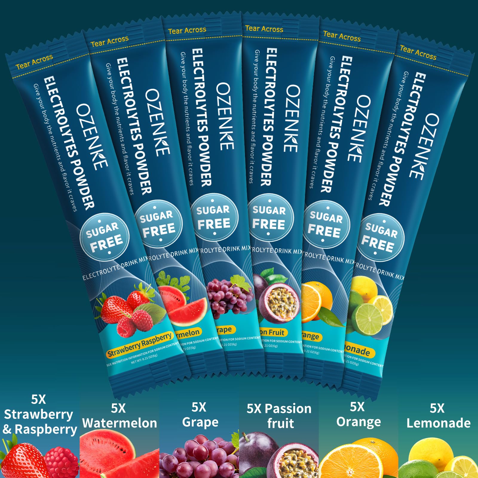 OZENKE Electrolytes Powder Packets, 30 Sticks Hydration Packets Sugar Free, Electrolyte Drink Mix Travel Electrolyte Packets OZENKE buy supplements canada
