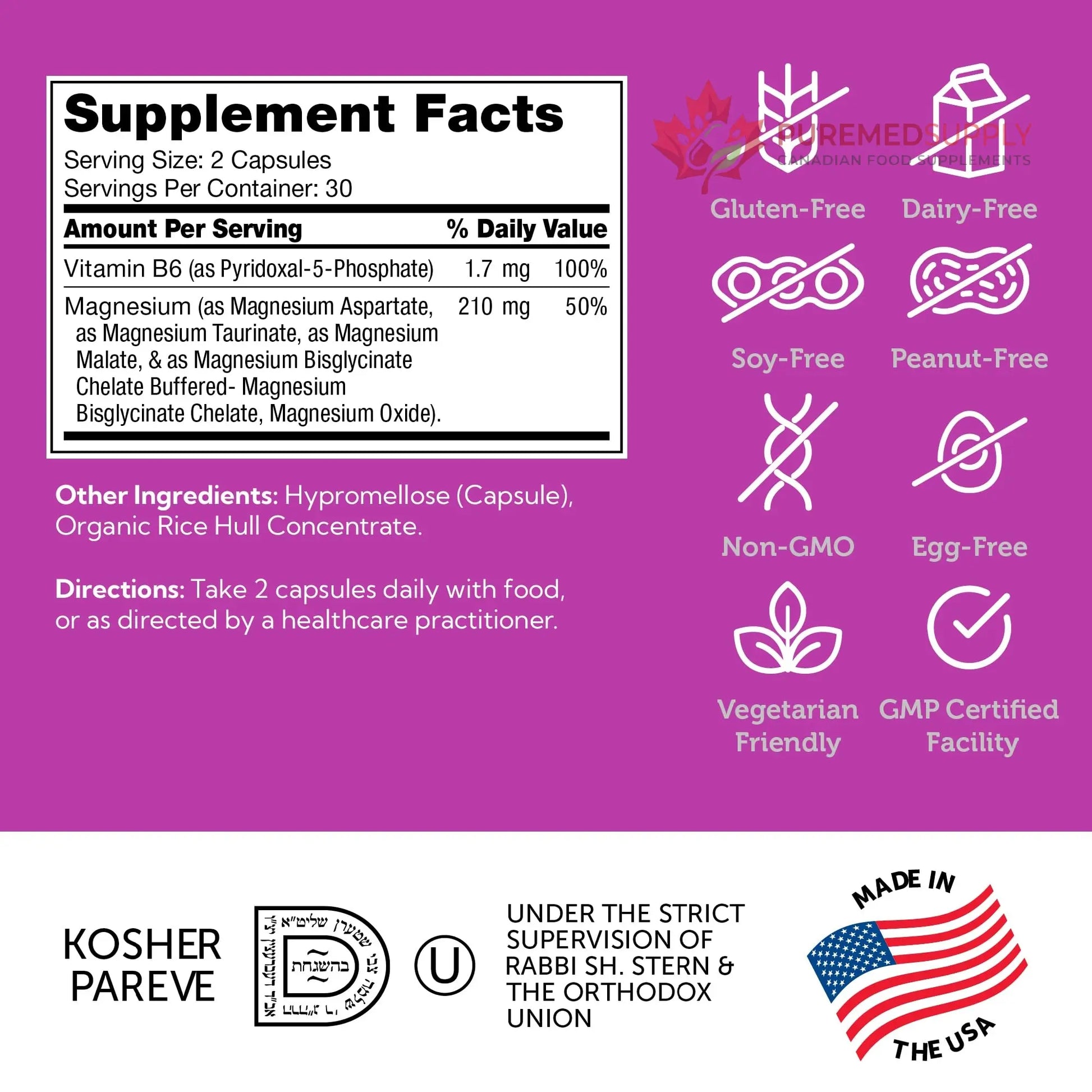 Zahler Magnesium Complex Supplement - Multi Magnesium Supplement Blend with Magnesium Glycinate, Malate, Aspartate, Taurinate and Oxide Plus Vitamin B6 - Bone Nerve Heart & Muscle Health (60 Capsules) Zahler buy supplements canada