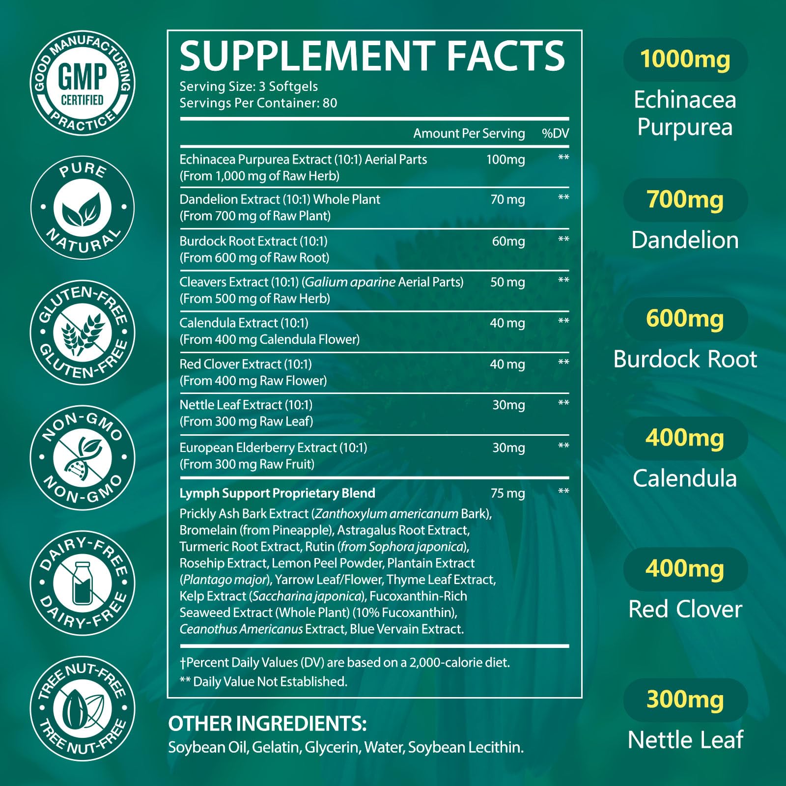 chenyayun Lymphatic Drainage Supplements, 240 Softfels, 21-in-1 Natural Herbal Blends with Echinacea, Dandelion, Burdock Root for Lymph System, Immune Support, Cleanse, Less Swelling/Bloating chenyayun buy supplements canada
