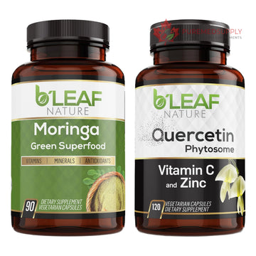 B'LEAF NATURE Moringa and Quercetin Bundle - Non-GMO, Vegan, High Absorption Capsules - 1000mg Quercetin Phytosome Blend + 1000mg Moringa - Natural Energy, Wellness and Immune Support Supplements B'LEAF NATURE buy supplements canada