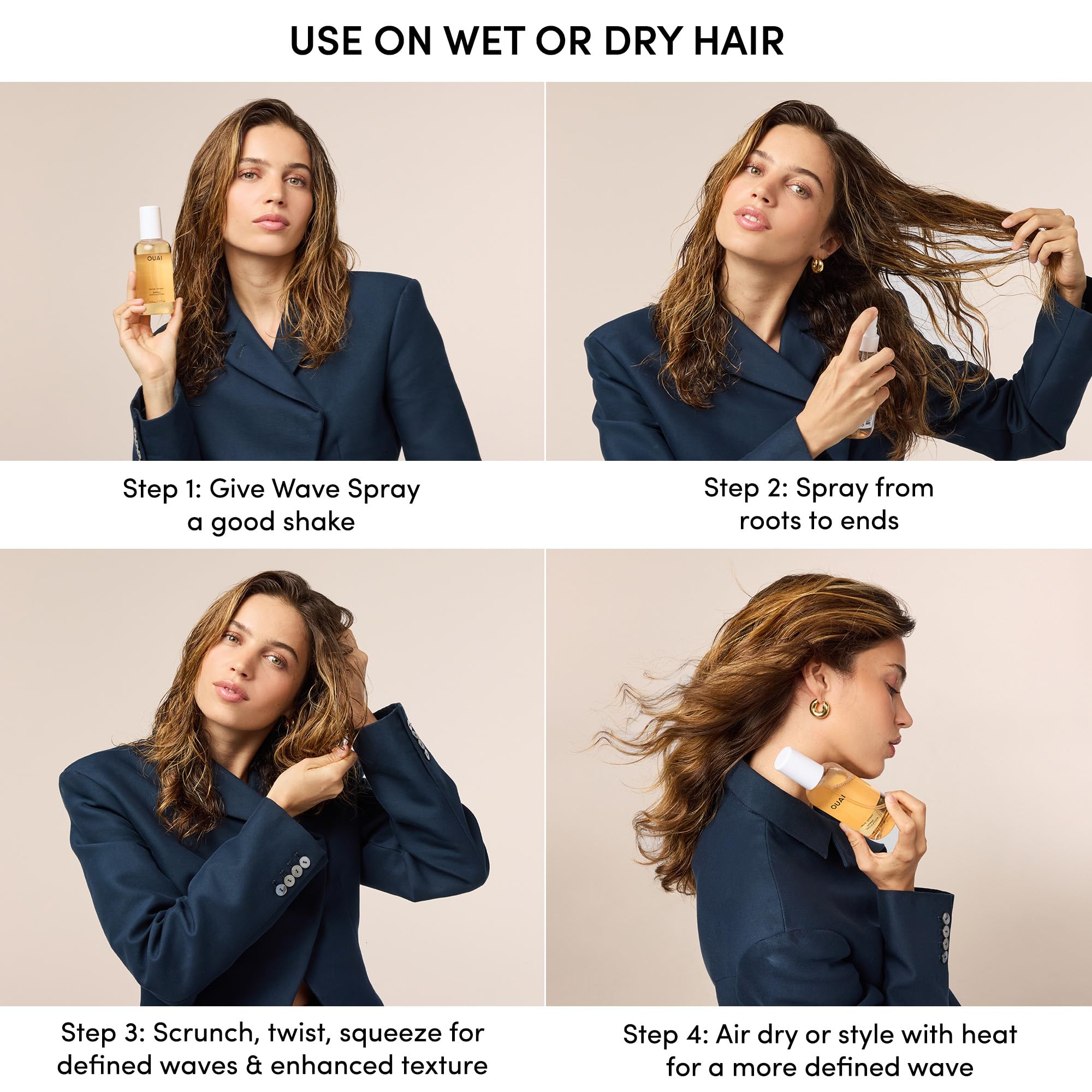 OUAI Wave Spray - Texture Spray for Hair with Coconut Oil & Rice Protein - Adds Texture, Volume & Shine for Beach Waves - Paraben Free, Safe for Color & Keratin-Treated Hair (6 fl oz) OUAI buy supplements canada