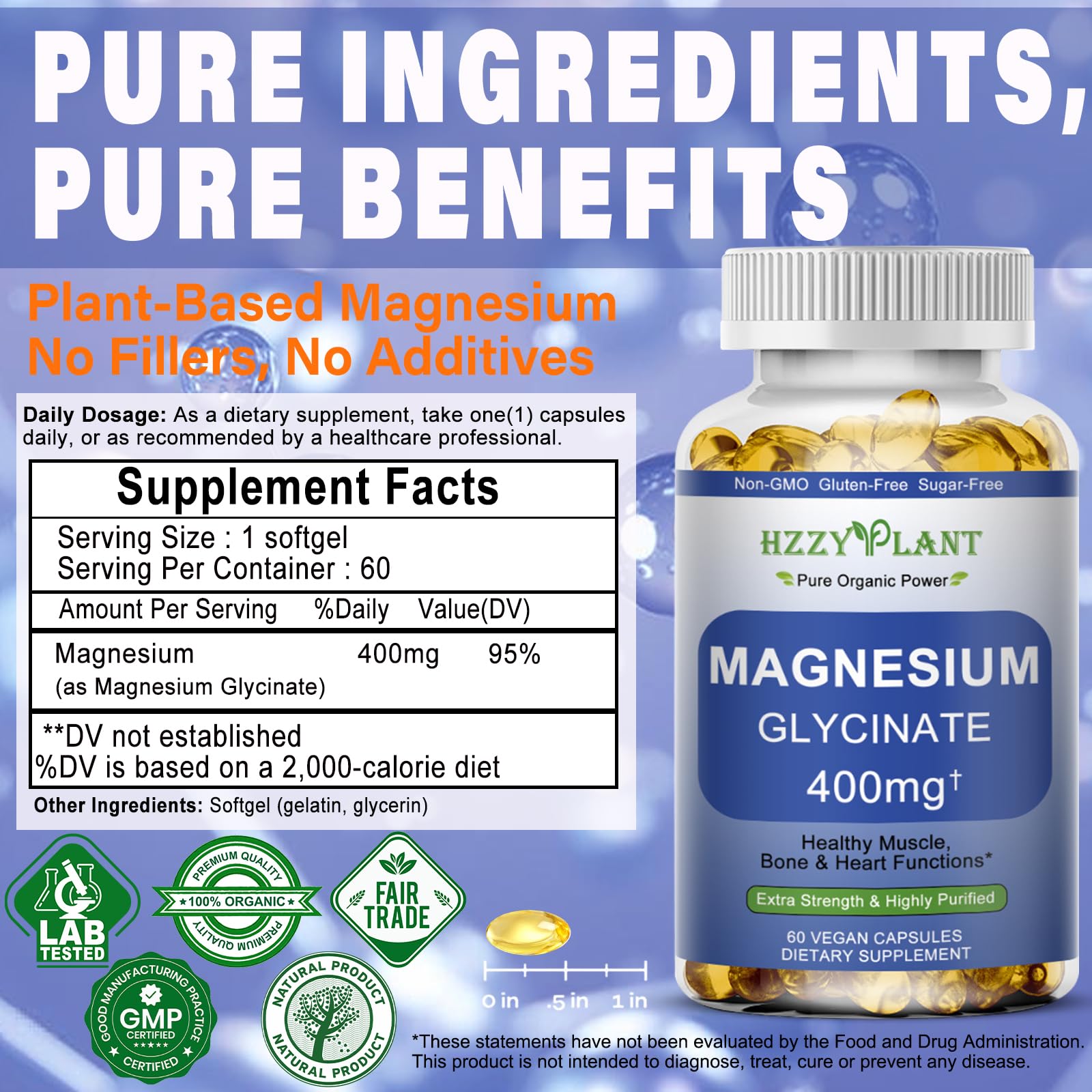 Magnesium Glycinate Softgels, High Absorption Magnesium Glycinate 400mg Supplement for Muscle, Heart, Sleep & Bone Support, Bisglycinate Softgel Capsules Supplement, Vegan, Non-GMO, 2 Month Supply HZZYPLANT buy supplements canada