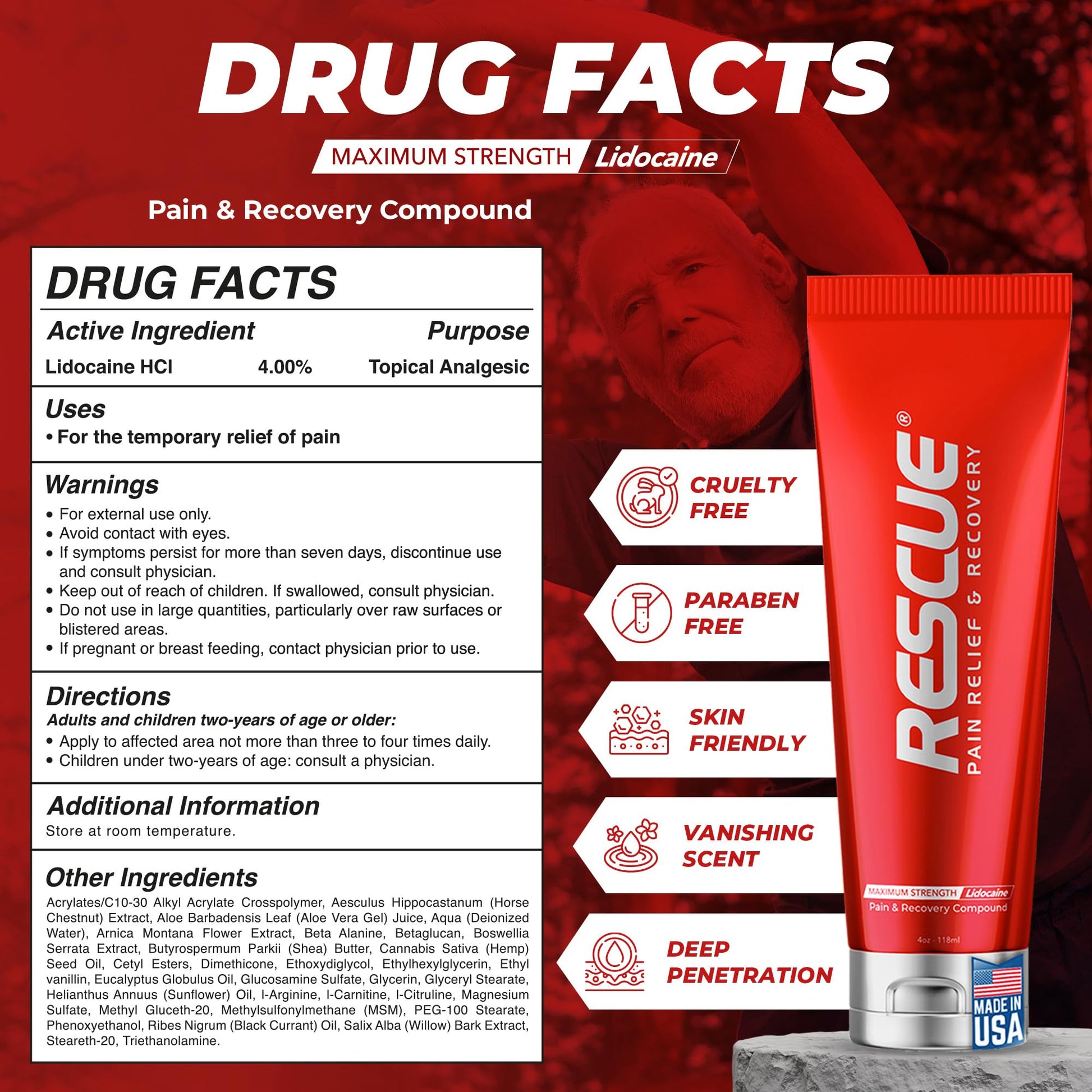 RESCUE PAIN RELIEF & RECOVERY Cream - All-in-One Solution for Back, Neck, Knee, Hand, Foot, and Shoulder Pain - Combines Power of Key Ingredients from Leading Pain Relief CreamProducts - 4 Ounces RESCUE PAIN RELIEF & RECOVERY buy supplements canada