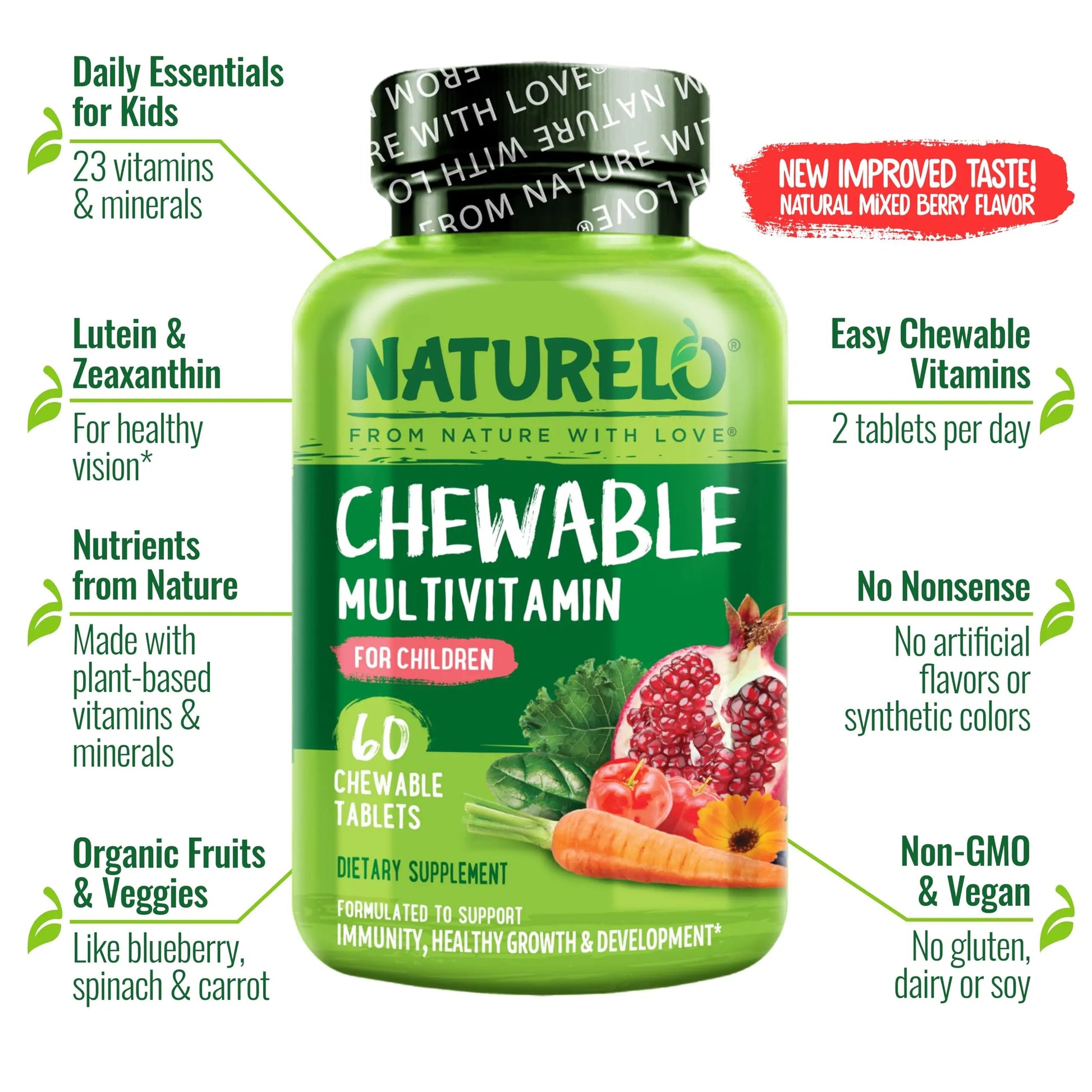NATURELO Chewable Vitamin for Kids Multivitamin with Whole Food Organic Fruit Blend - 60 Tablets for Children NATURELO buy supplements canada