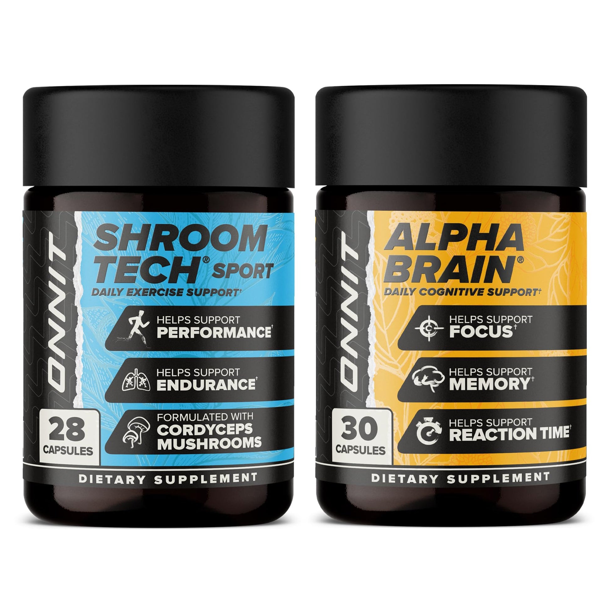 ONNIT Cognitive & Endurance Support Bundle: Alpha Brain Nootropic Capsules (30 Count) + Shroom Tech Sport Exercise Support Capsules (28 Count), IGEN Non-GMO Tested Focus, Energy & Endurance, 2 Pack ONNIT buy supplements canada
