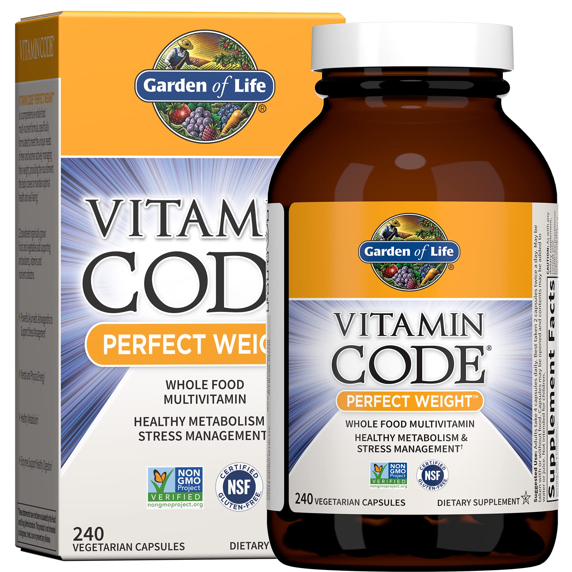 Garden of Life Multivitamin Code Perfect Weight Loss for Women and Men, Healthy Active Metabolism, Stress Management, Ashwagandha, Green Tea and Enzymes, 240 Count Garden of Life buy supplements canada