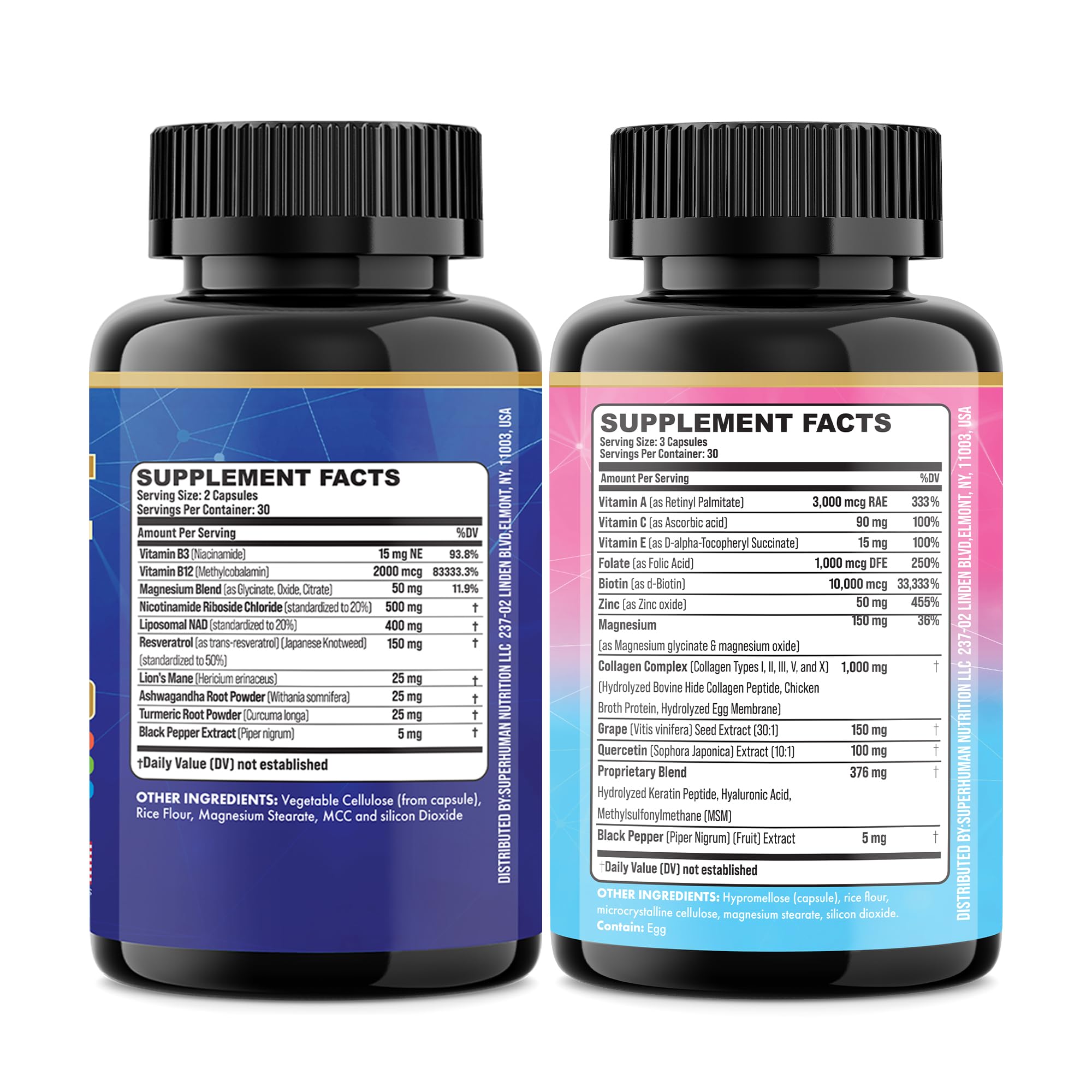 Parrox Forever Young Set with Liposomal NAD, Nicotinamide Riboside, Magnesium, Resveratrol, Lion's Mane, Collagen Peptides Types I, II, III, V and X, Biotin & Keratin, Hyaluronic Acid, Zinc, Quercetin Parrox buy supplements canada