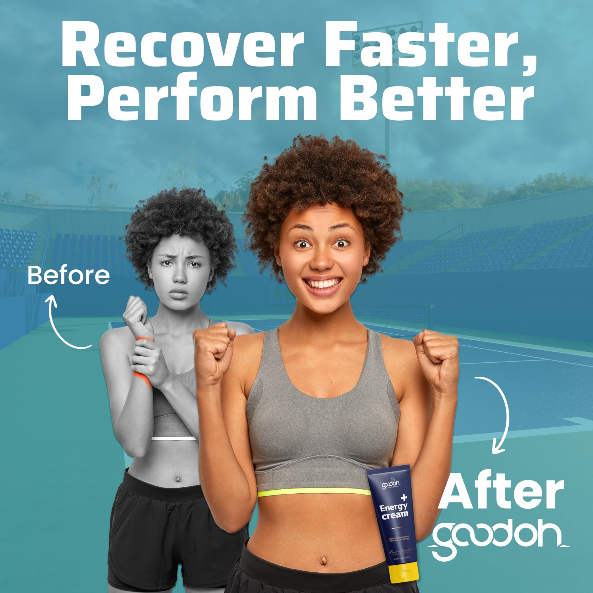 GOODOH Muscle & Joint Relief Cream with MSM (Dimethyl Sulfone), Glucosamine & Chondroitin – Fast Absorbing Cream for Muscle Pain, Joint Stiffness & Recovery – 3.38 oz GOODOH buy supplements canada