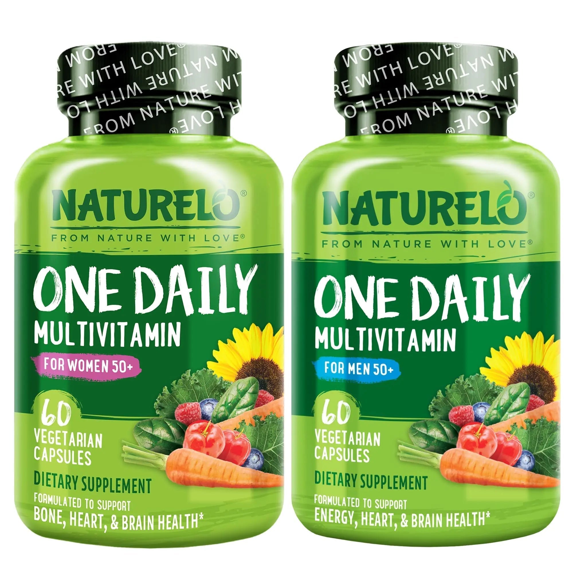 NATURELO One Daily Multivitamin for Men 50+, 60 Capsules and One Daily Multivitamin for Women 50+ (Iron Free), 60 Capsules Bundle - 2 Month Supply NATURELO buy supplements canada