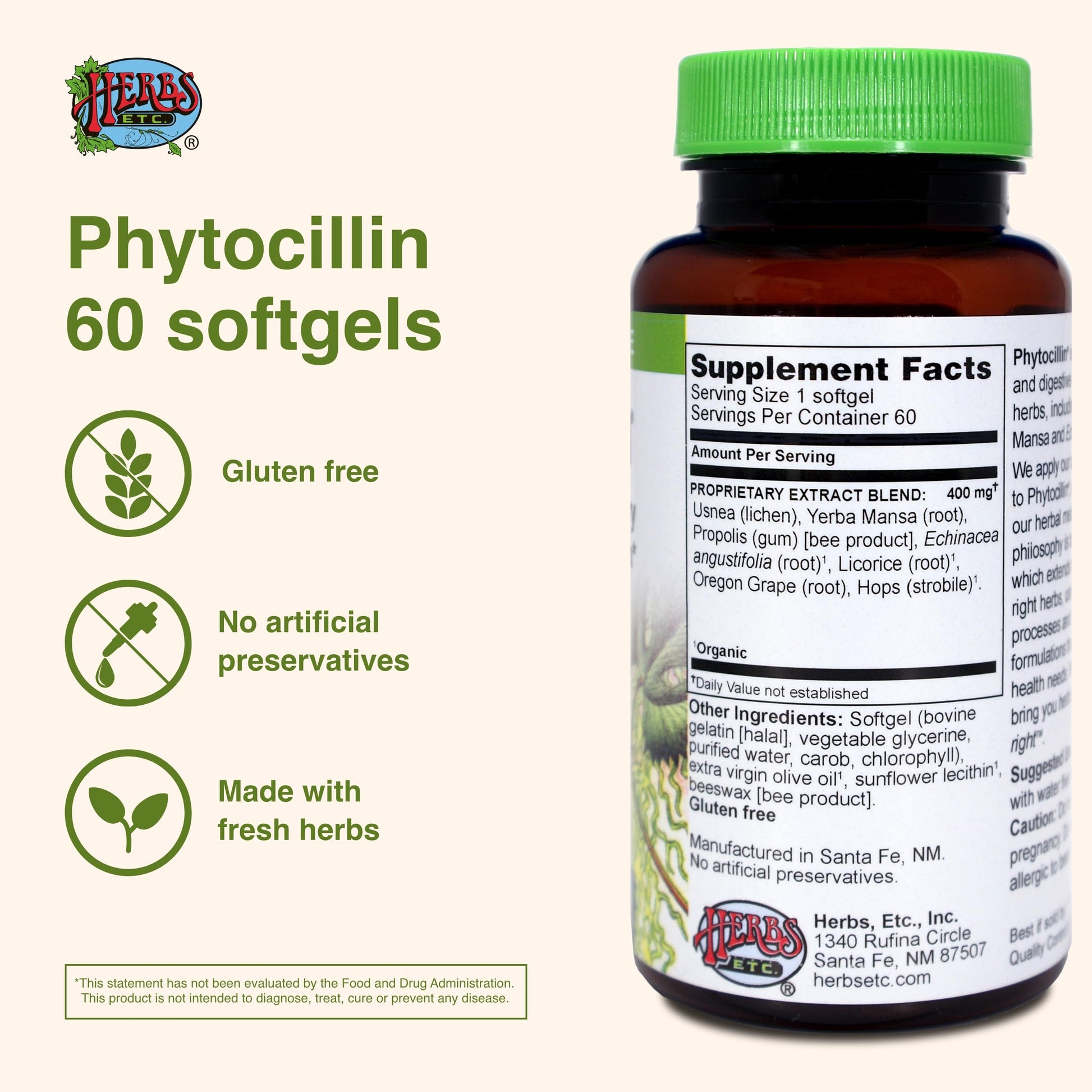 Herbs Etc. Phytocillin - Respiratory & Digestive Health Support Supplement - Herbal Formula to Support Digestion - Support Healthy Breathing - 60 Softgels (60 Servings) Herbs Etc. buy supplements canada