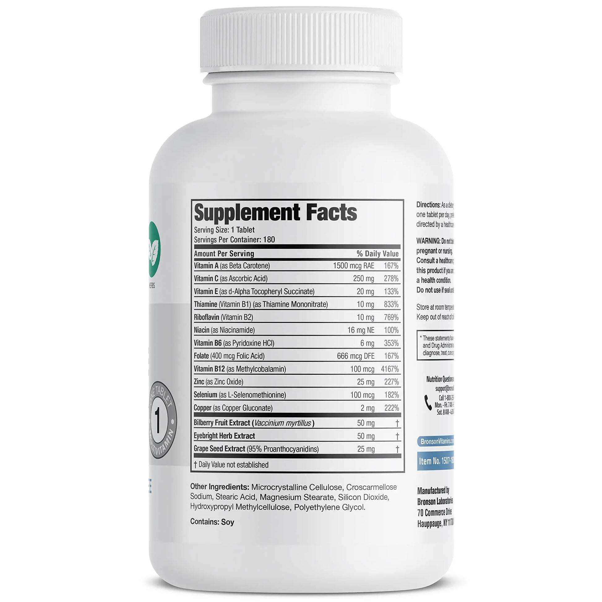 Bronson ONE Daily Vision Complete Eye Health Support Multivitamin Multimineral Supplement Formula, 180 Tablets Bronson buy supplements canada