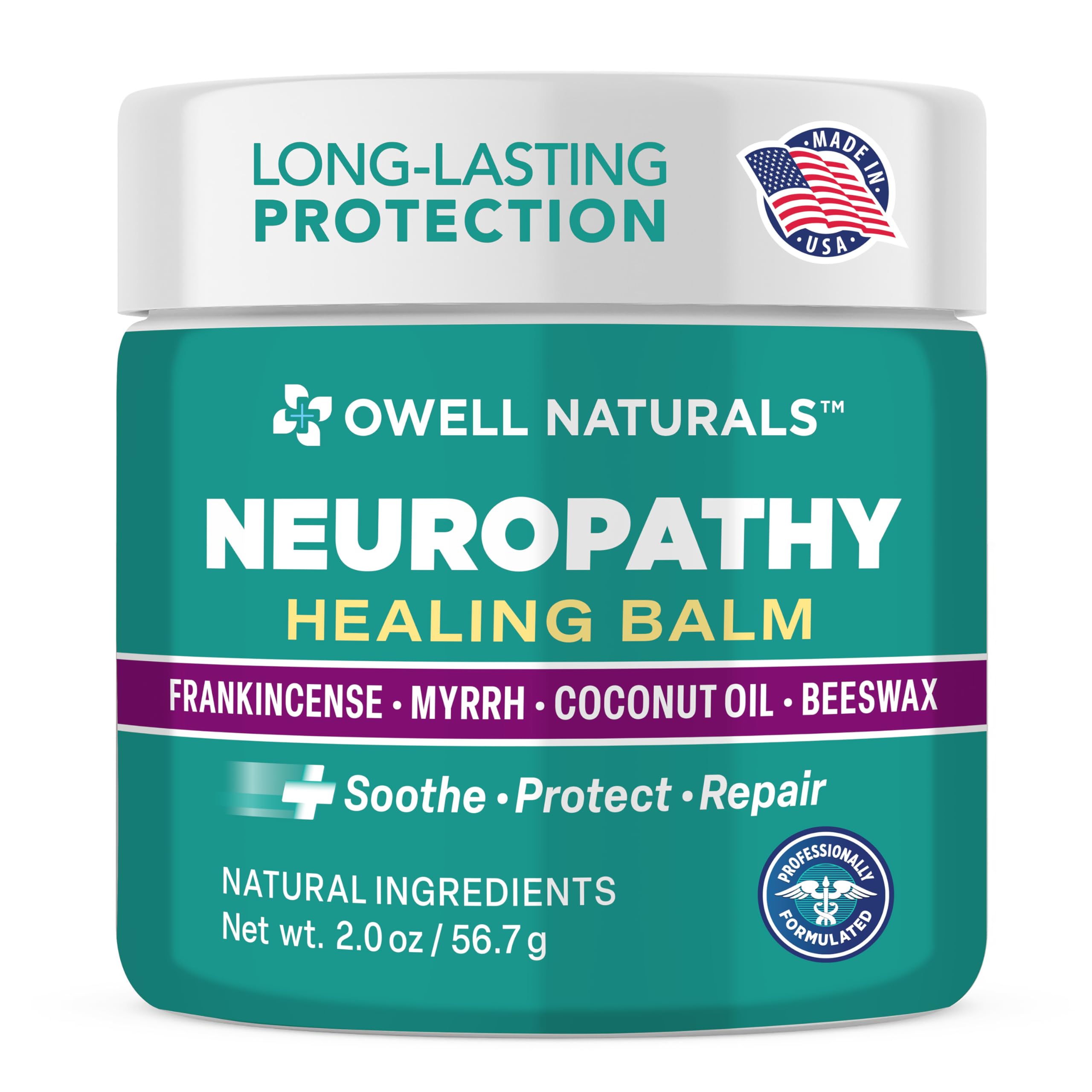 Owell Naturals Neuropathy Balm for Feet, Muscles & Joints – Long Lasting Comfort Formula with Frankincense, Myrrh, Coconut Oil, Beeswax – Fast Absorbing Botanical Skin Care, 2 oz Owell Naturals buy supplements canada