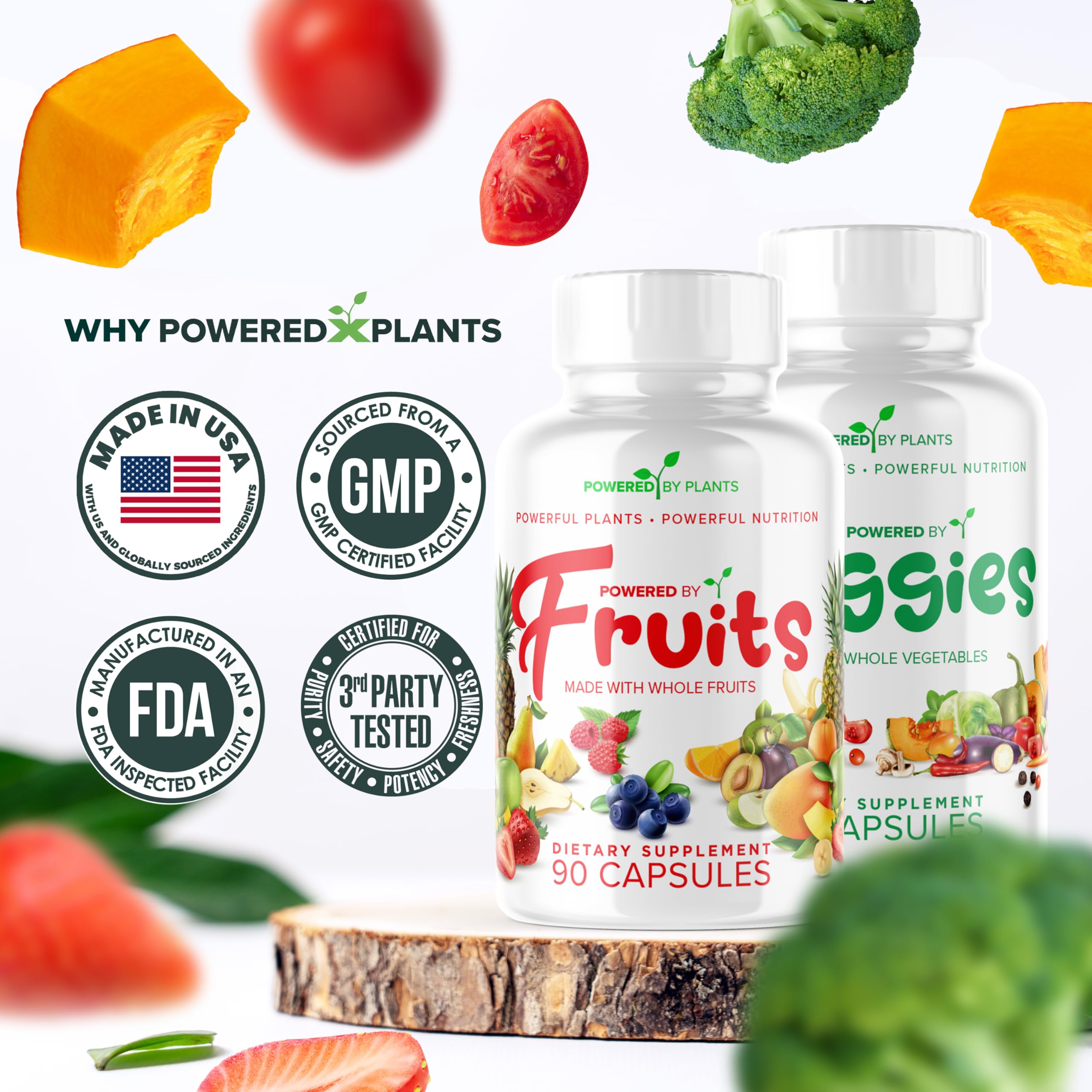 Daily Fruits and Veggies Supplement - 180 Capsules for 30 Days, Non GMO & Gluten Free Superfood with Natural Vitamins - Powered by Plants, 2-Pack POWERED X PLANTS buy supplements canada