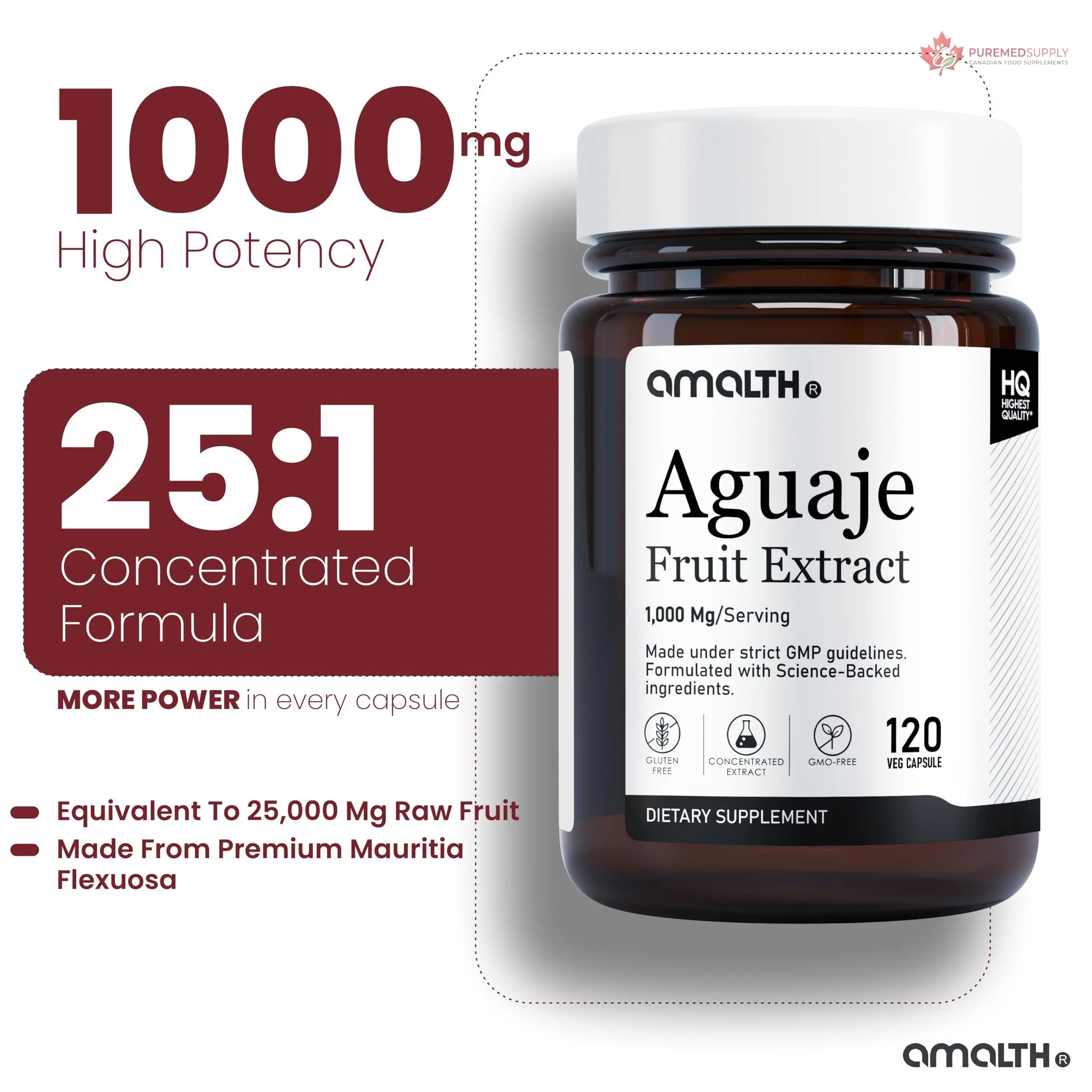 Amalth Aguaje Curves Capsule for Women 1000 mg- Extra Strength from Peru Natural Supplements- 120 Capsules Non- GMO Premium Quality Pills AMALTH buy supplements canada