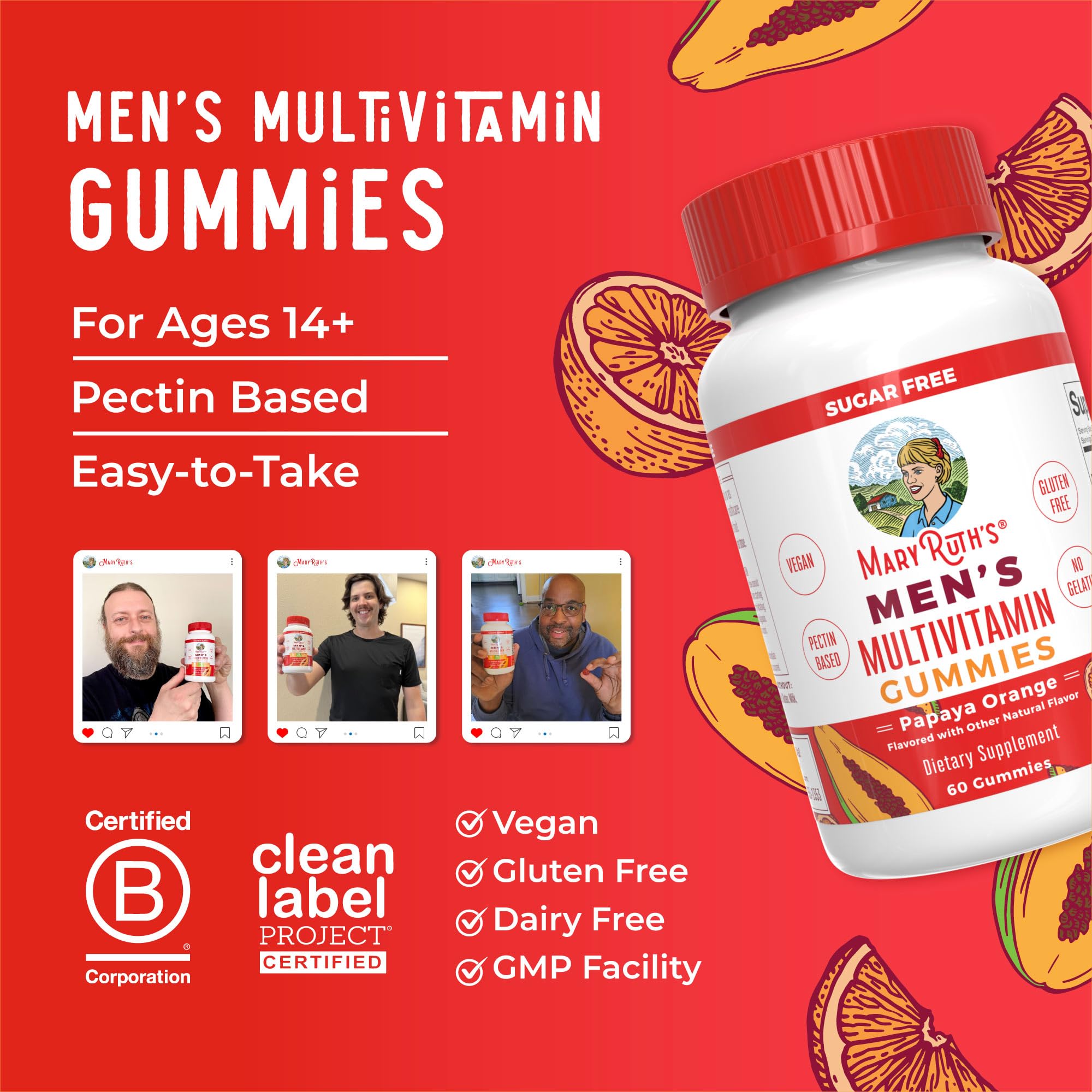 MaryRuth's Multivitamin Gummies for Men | Vitamin A, C, D, E, B6, B12, Biotin, Zinc | Energy Metabolism | Immunity | Bone Health | Cellular Health | Vegan | Non-GMO | Gluten & Sugar Free | 60 Count MARYRUTH'S buy supplements canada