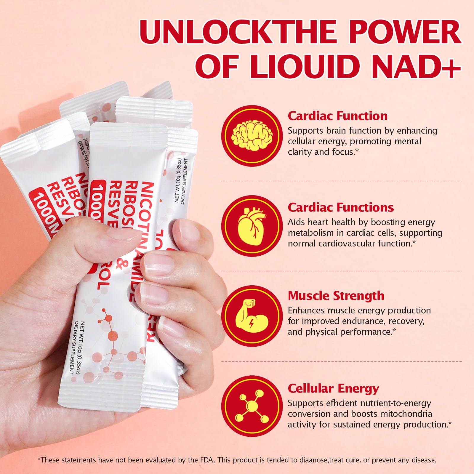 NAD+ Supplement 1000mg Liquid Packets 21pcs, Nicotinamide Riboside Resveratrol, NAD Supplements for Women Men, Anti-Aging, Repairs Cells, Support Natural Vitality Nyloriaine buy supplements canada