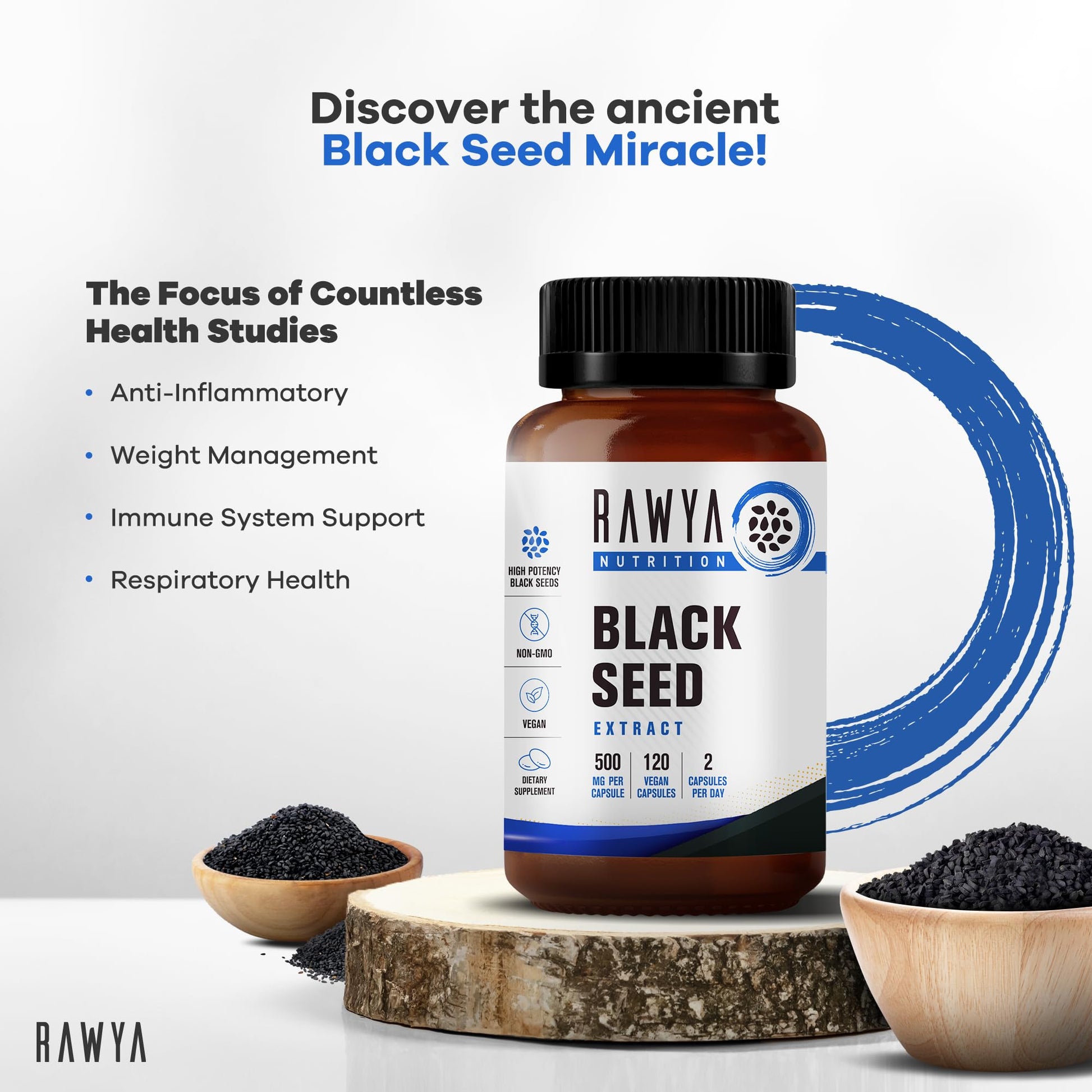 RAWYA Nutrition, Black Seed Extract, 120 Vegan Capsules, Nigella Sativa, Black Cumin RAWYA buy supplements canada