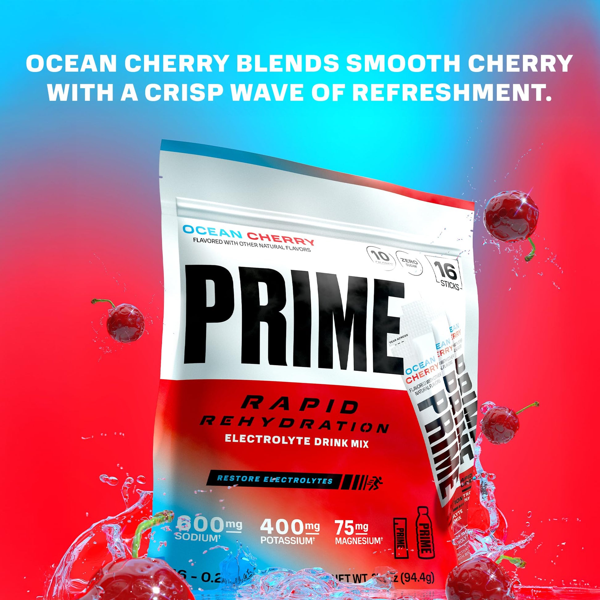 Prime Rapid Rehydration Electrolyte Powder Sticks, Ocean Cherry, Sugar Free Hydration Drink Mix with Sodium, Potassium, Magnesium & B Vitamins PRIME HYDRATION buy supplements canada