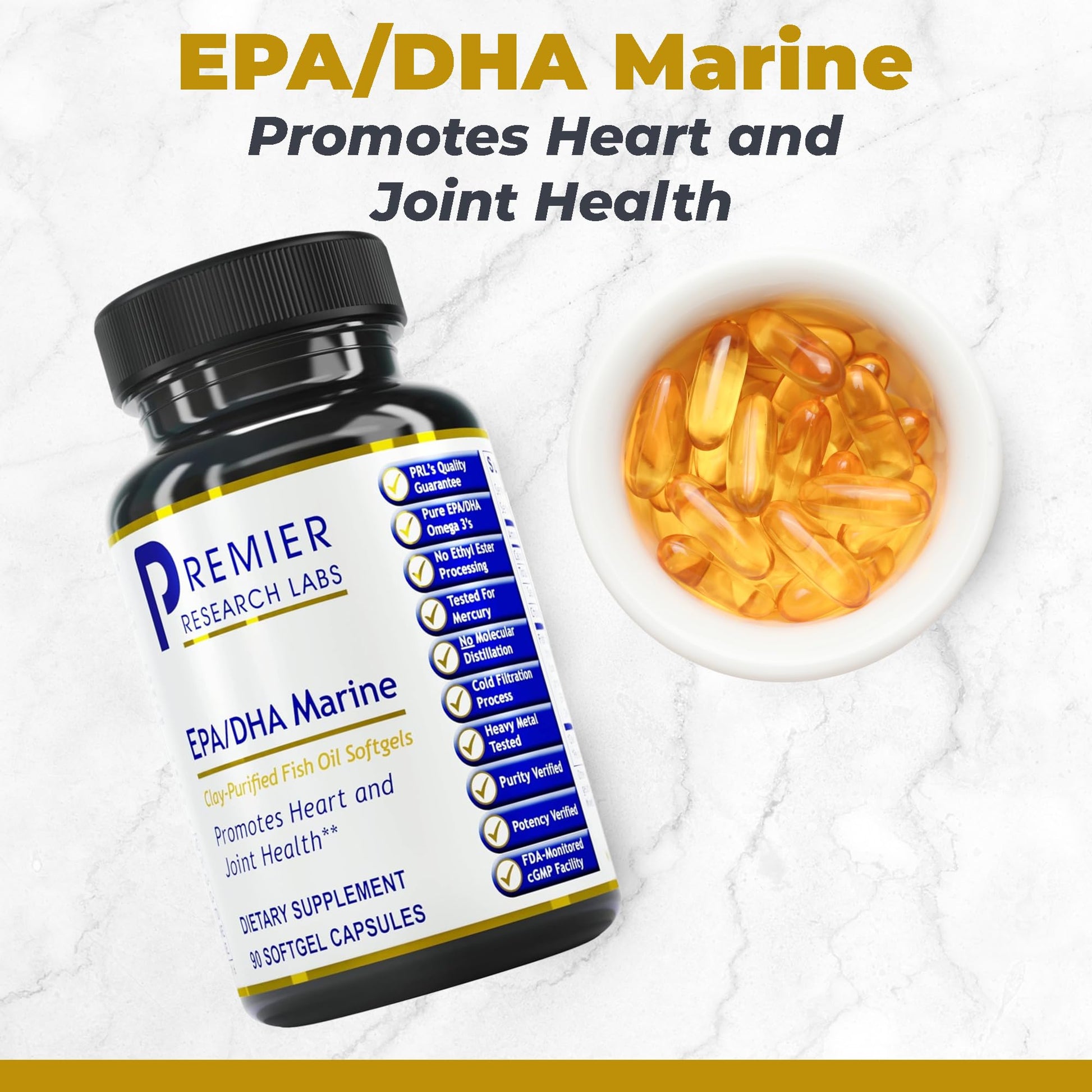 Premier Research Labs EPA DHA Marine Softgels - Omega 3 Fish Oil, EPA DHA Omega 3 Supplement, Fatty Acids for Women & Men, Natural - 90 Softgel Capsules Premier Research Labs buy supplements canada