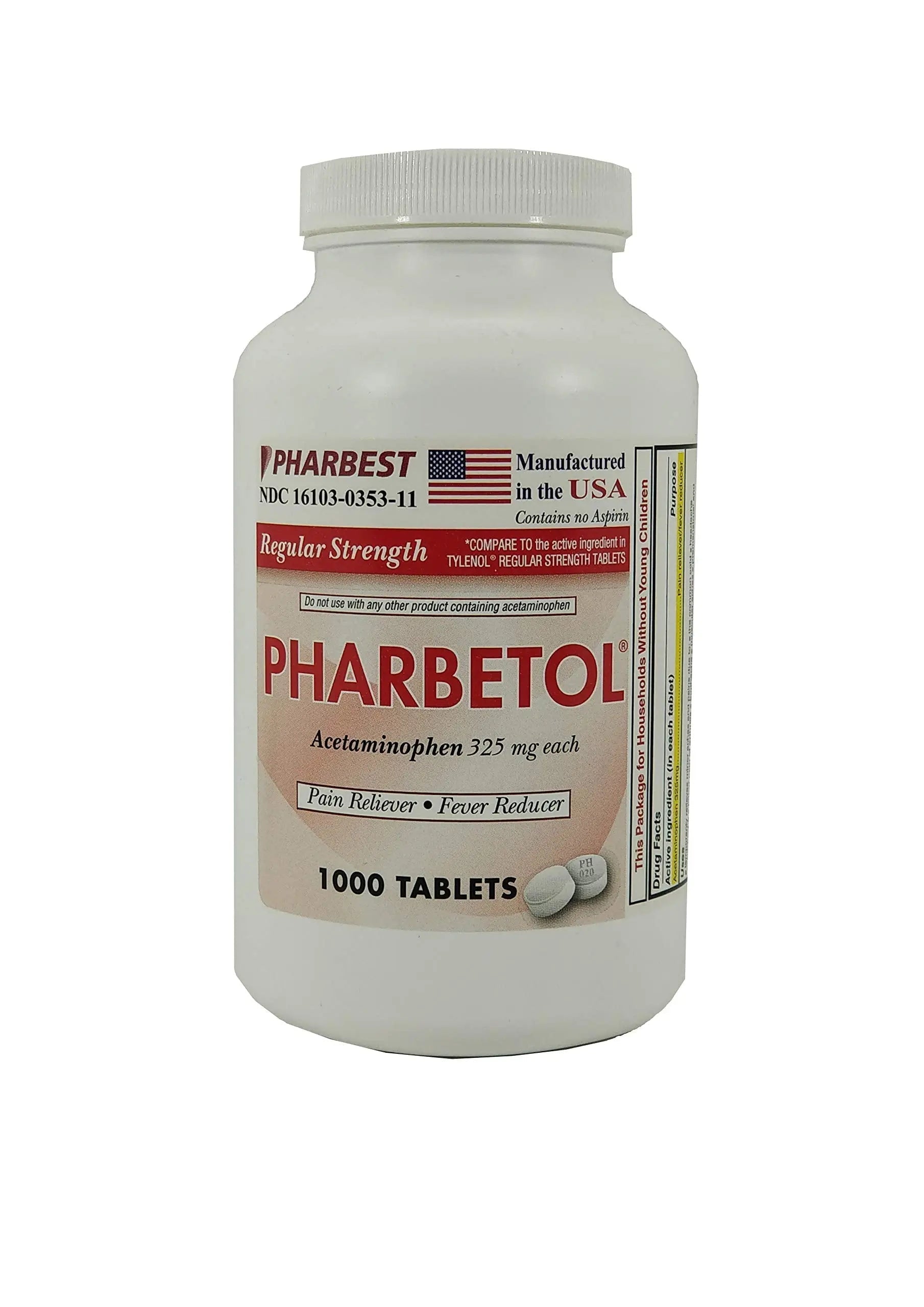 Pharbest Acetaminophen 325 mg 1000 Count Tablets Harbest buy supplements canada