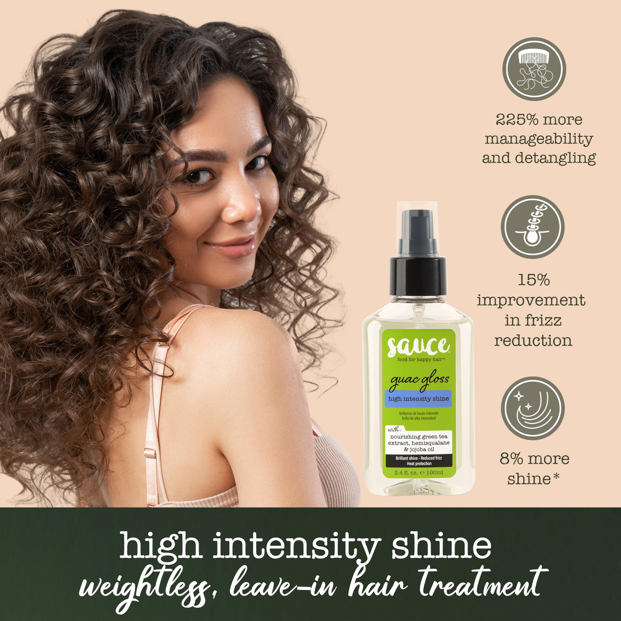 SAUCE BEAUTY Guac Hair Gloss, 3 Fl Oz High Intensity Shine, Jojoba Oil, Green Tea Extract & Squalane to Smooth, Boost Shine & Control Frizz for Sleeker, Softer, More Manageable Hair, Vegan Formula SAUCE BEAUTY buy supplements canada