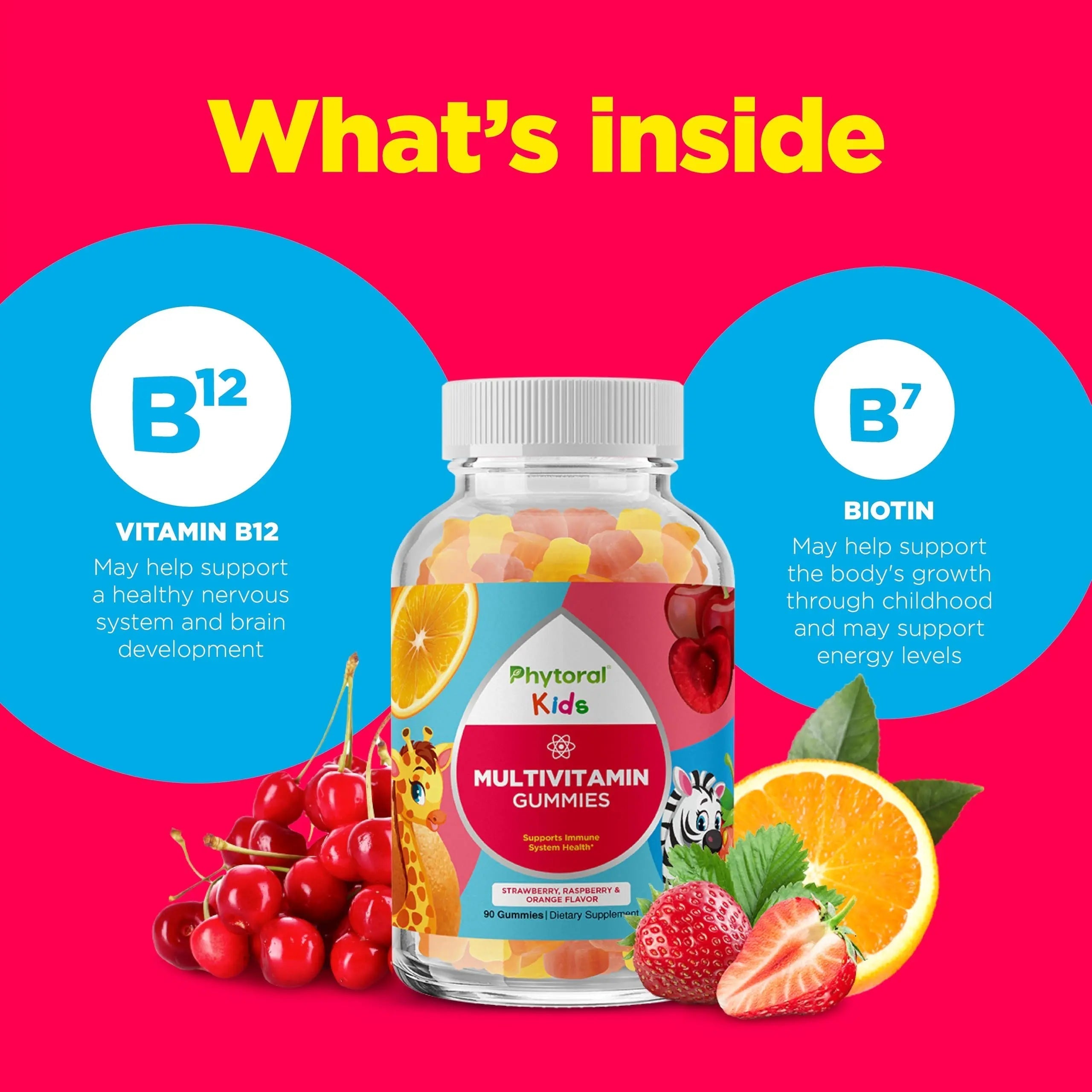 Phytoral Kids Vitamins Gummy Multivitamin Chewable - Kids Gummy Vitamins for Mood Support Natural Energy Boost Phytoral buy supplements canada