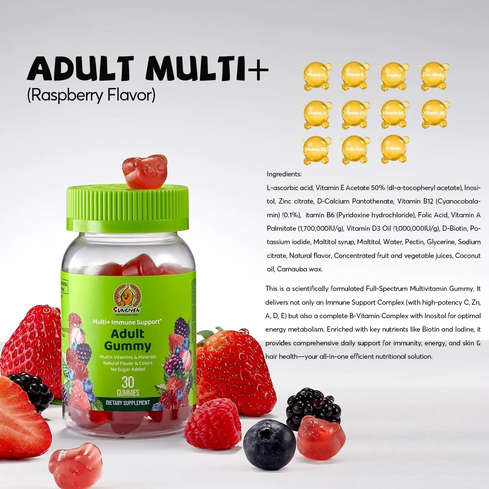 Women's Multivitamin Gummy Pack, 3 Support for Hair Skin Nails Sleep Daily Health, Vitamins A, D, C, E, Biotin, Ashwagandha SUNGIVEN buy supplements canada