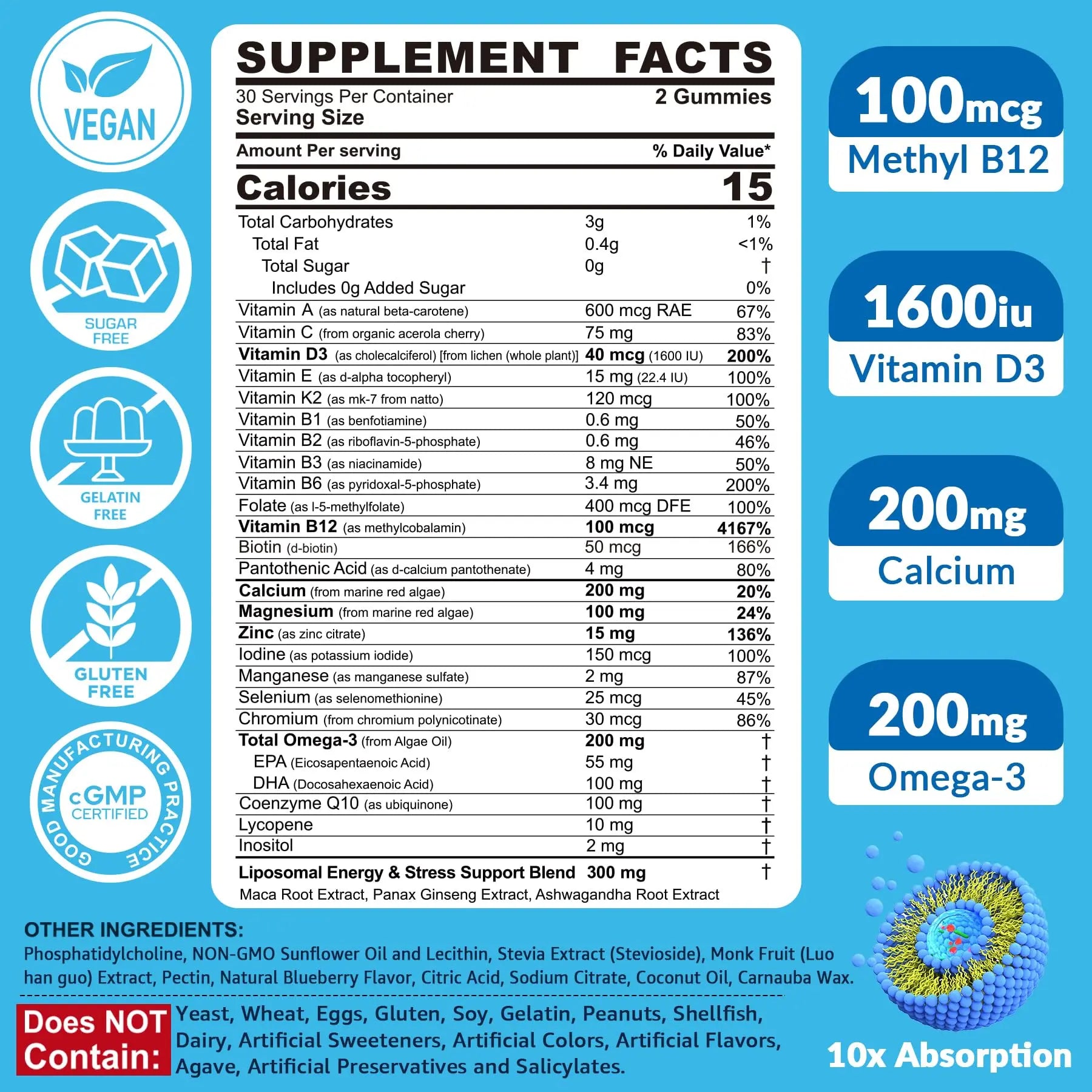 Methylated Multivitamin for Men Gummies, Vegan Omega 3, CoQ10, Zinc, Vitamin A C D3 K2 E B Complex, Calcium, Magnesium, Lycopene EnvyCure buy supplements canada