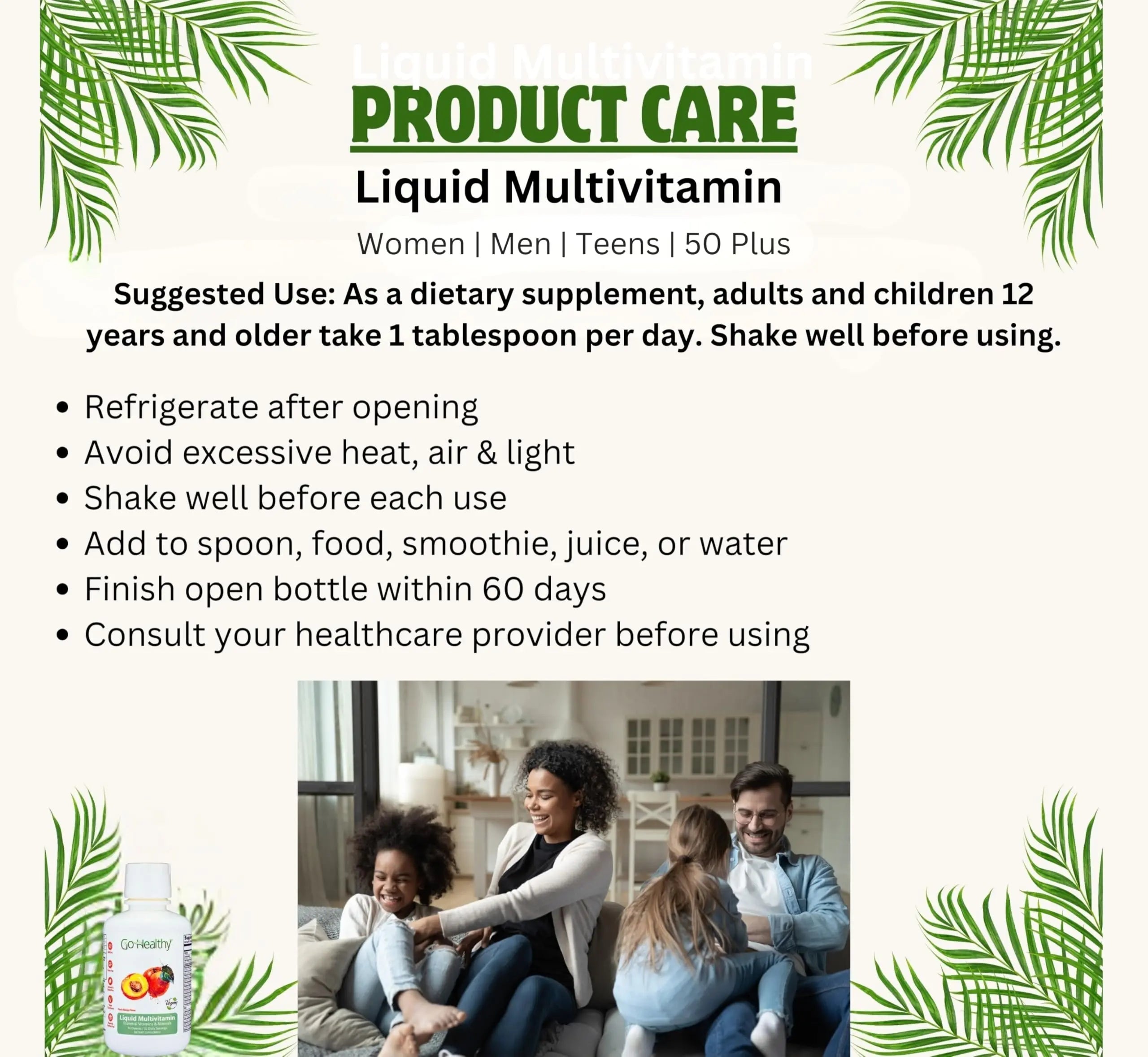 Go Healthy Liquid Vitamins for Women, Men, Teens | Vegan Vitamin & Mineral | High Absorption | Premium Liquid Multivitamin | Go Healthy Natural buy supplements canada