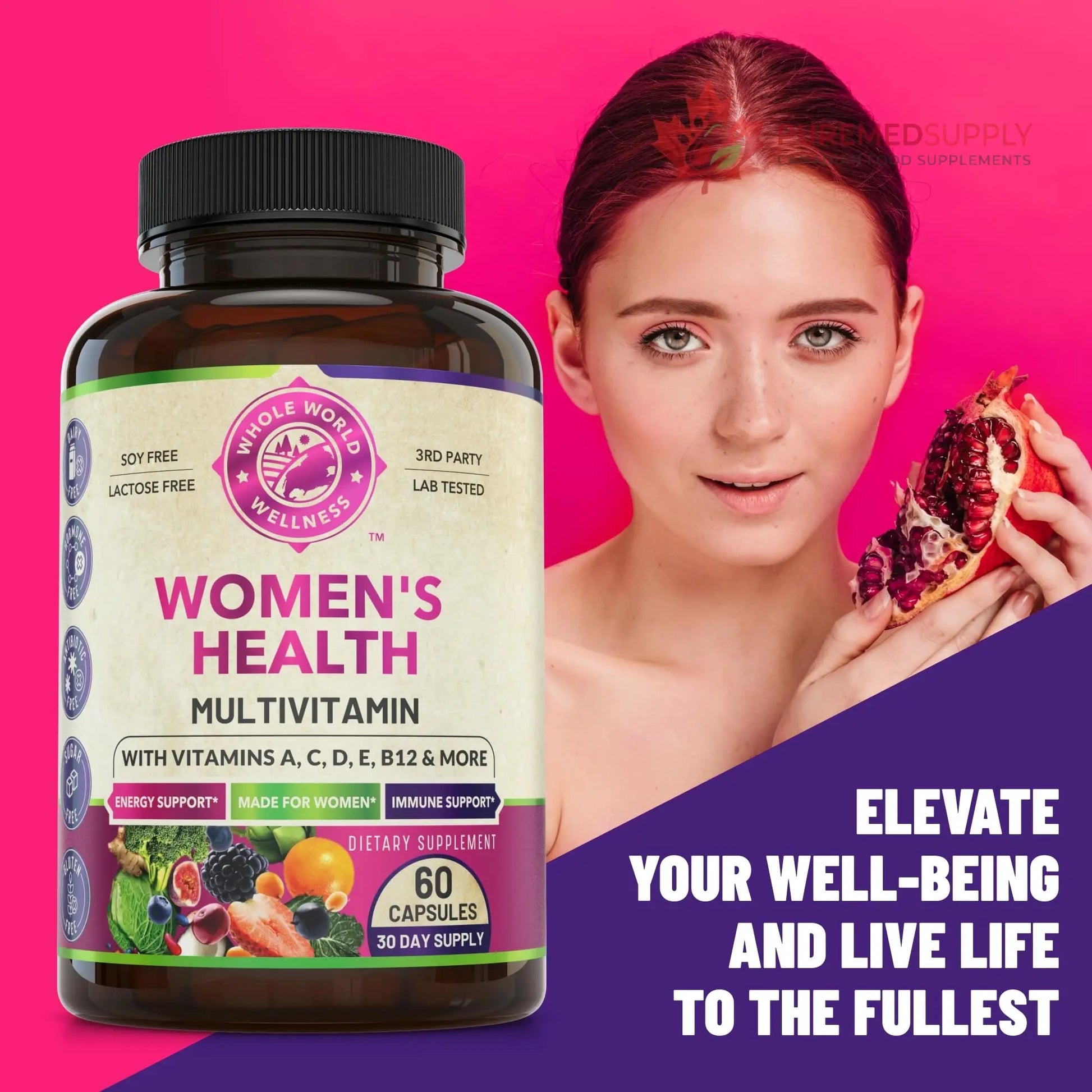 Womens Daily Multivitamins & Mens Daily Multivitamins Bundle (One Bottle Each) - Supports Holistic Wellness, Including Energy & Focus. Multivitamin & Multimineral Blend. Made in The USA. WHOLE WORLD WELLNESS buy supplements canada