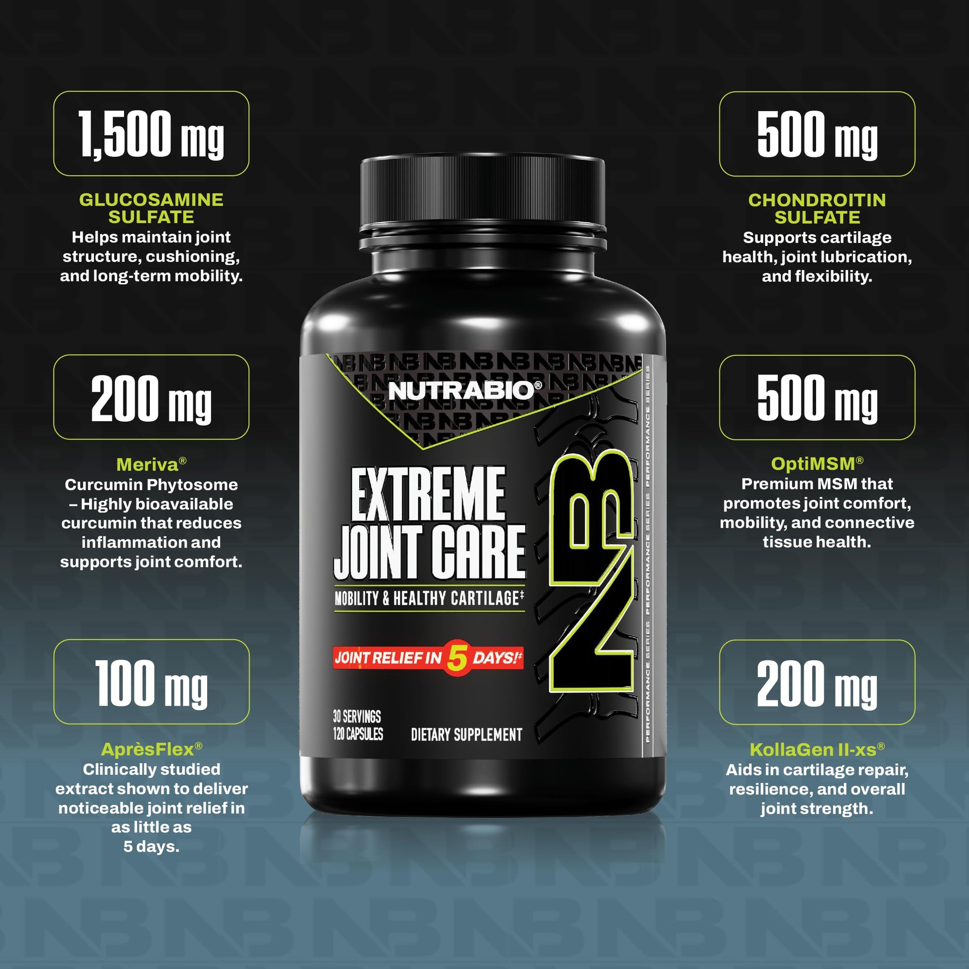 NutraBio Extreme Joint Care - Joint Support Supplement - Joint Health Supplement, Supports Joints, Mobility, and Cartilage - 120 Capsules NutraBio buy supplements canada