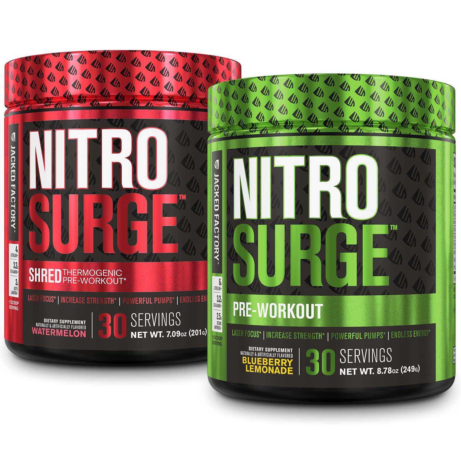 Jacked Factory Nitrosurge Pre-Workout in Blueberry Lemonade & Watermelon Nitrosurge Jacked Factory buy supplements canada