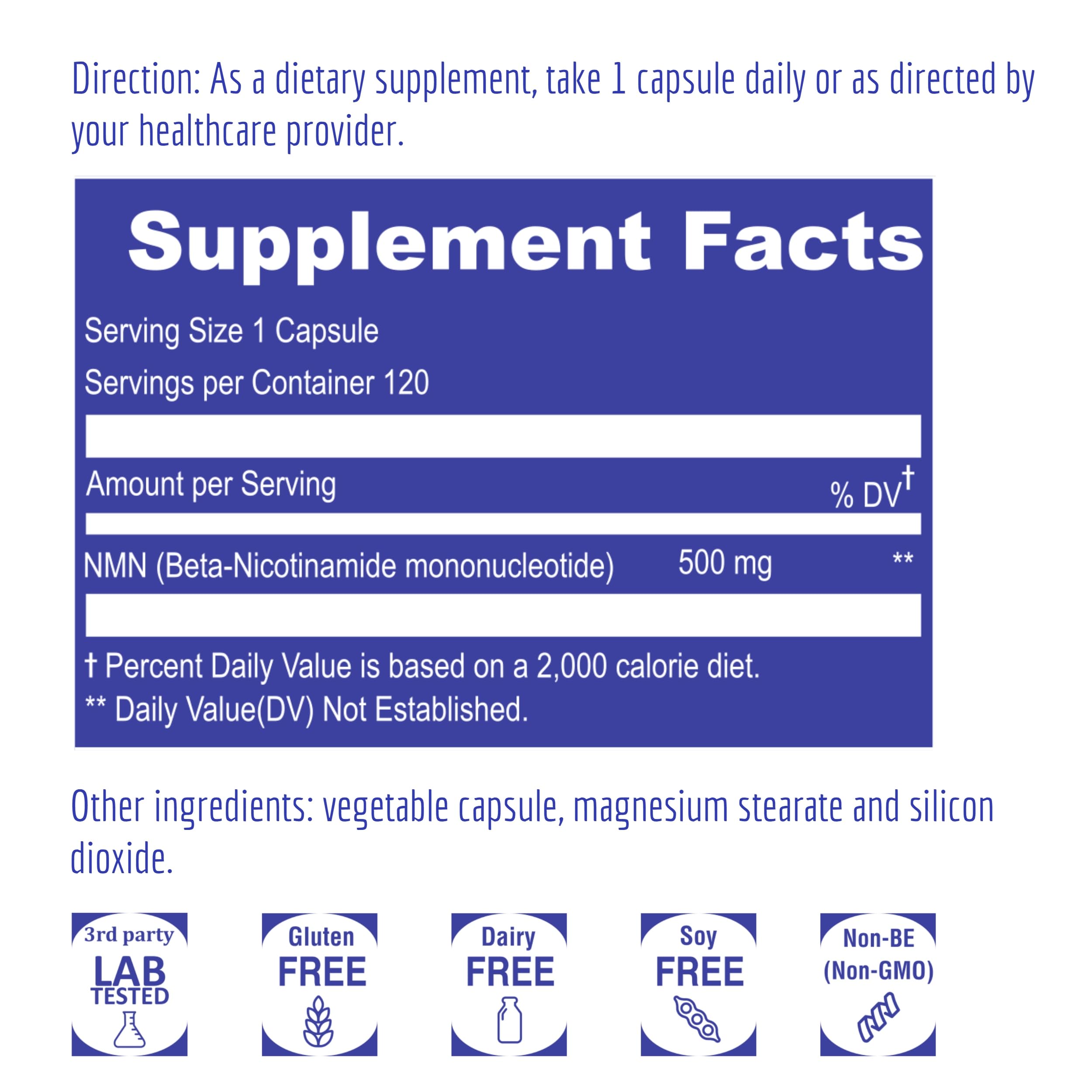 UpNourish NMN 500mg 120 Capsules - Beta Nicotinamide Mononucleotide NAD Supplement - Nicotinamide Riboside Alternative for Women & Men UpNourish buy supplements canada