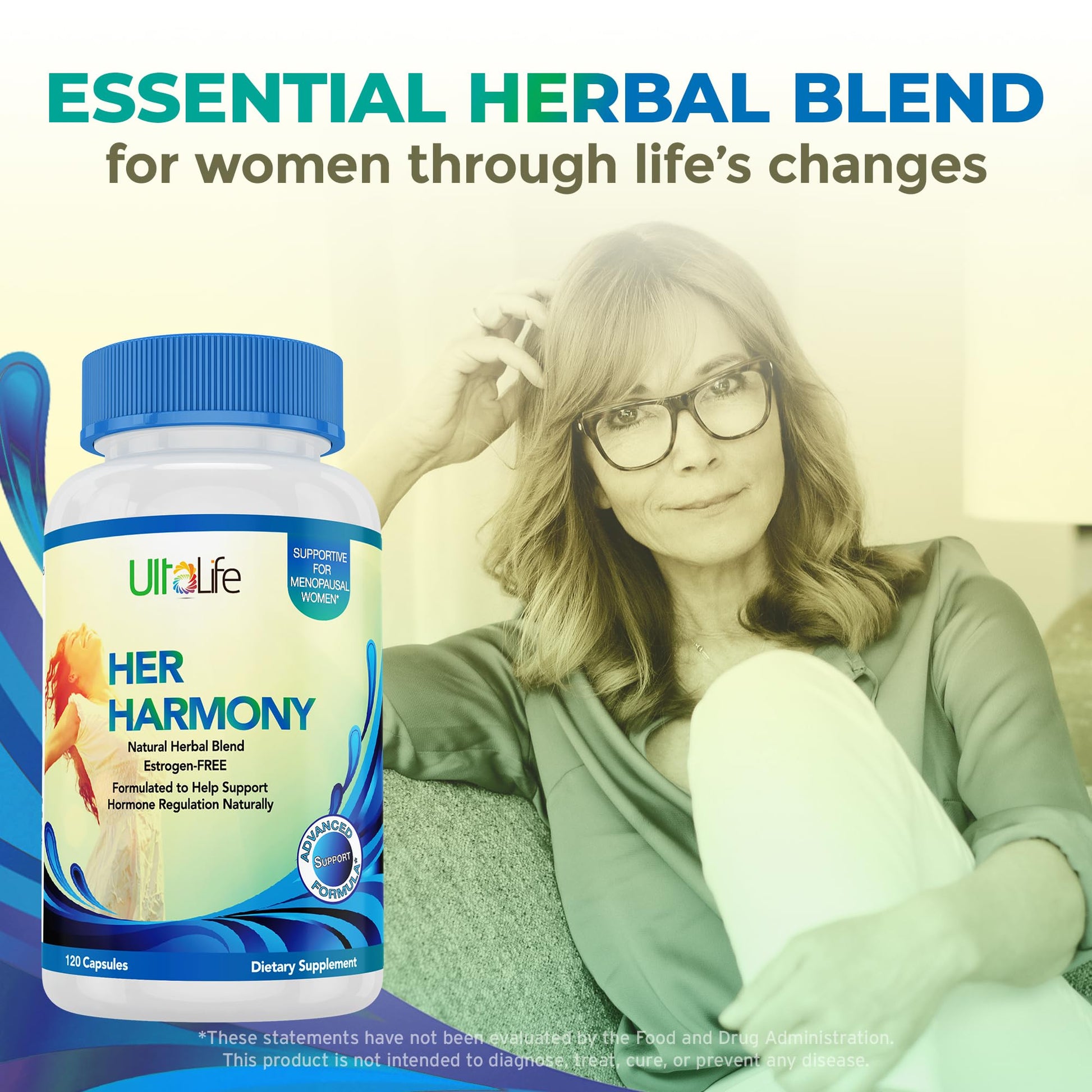 UltaLife Her Harmony Menopause Supplements for Women - Hot Flashes Menopause Relief & Hormone Balance for Women - Contains Black Cohosh, Dong Quai, Red Clover & More - Estrogen Free - 120 Capsules ULTALIFE buy supplements canada