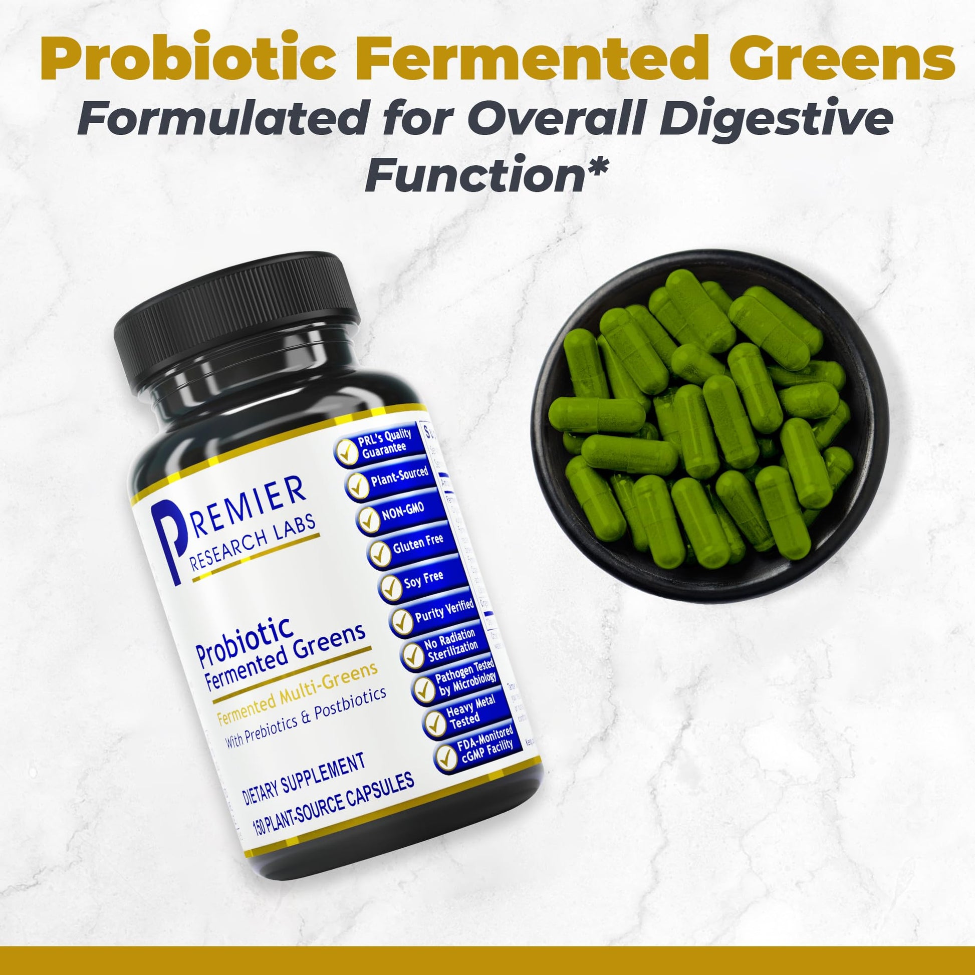 Premier Research Labs Probiotic Fermented Greens - Super Greens Supplement, Superfood Blend, Organic Vitamins with Probiotic - Daily Greens with Spinach, Chlorella, & More - 150 Powder Filled Capsules Premier Research Labs buy supplements canada